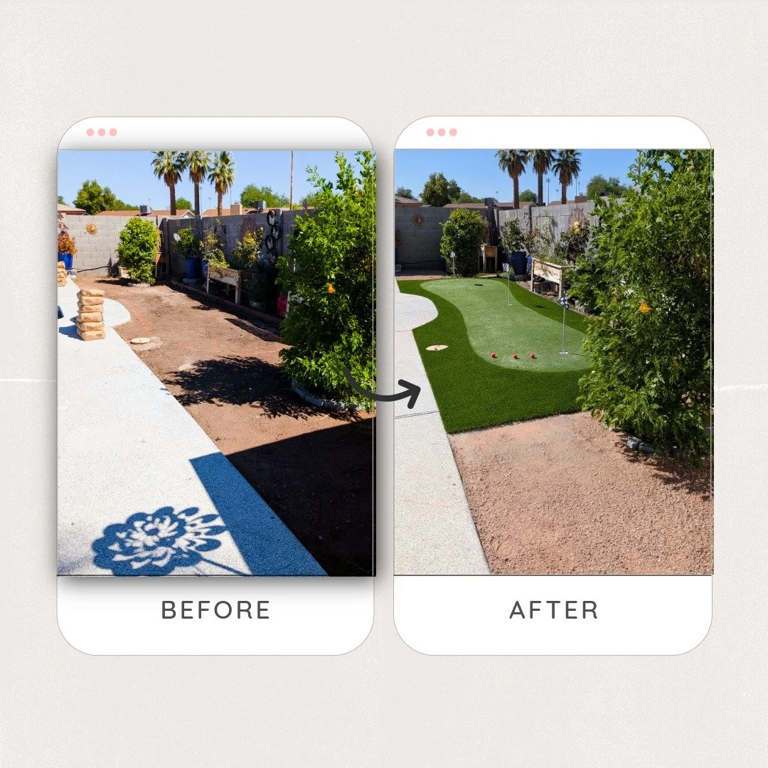 putting green san tan valley queen creek before after yard work turf 