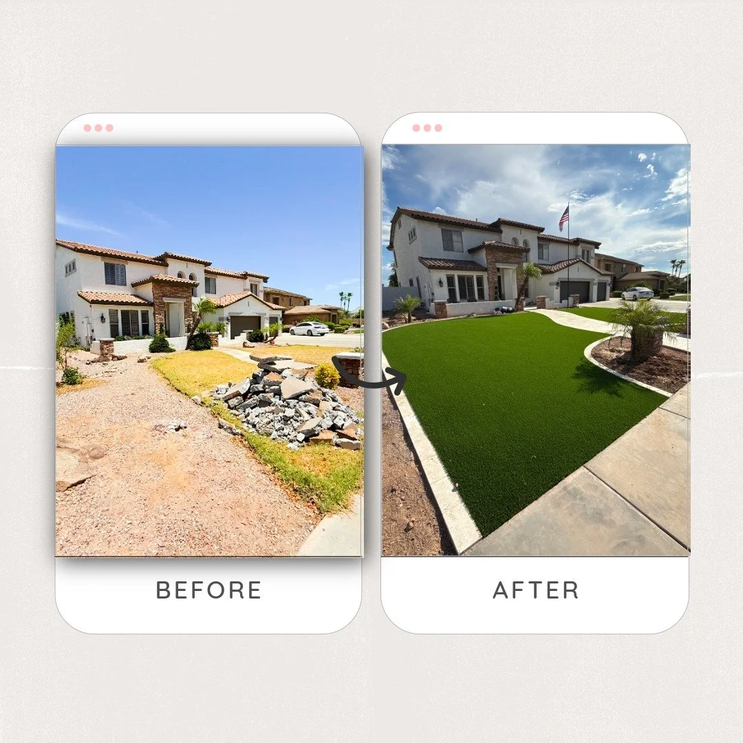 transformation turf artificial grass front yard Florence Arizona Mesa Chandler Gilbert