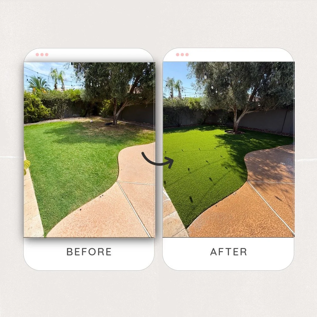 turf before and after queen creek chandler gilbert artificial turf installation