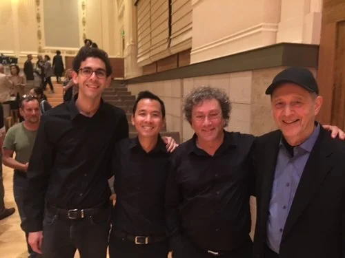With Pulitzer Prize-winning composer Steve Reich and David Tanenbaum on 9/8/16.