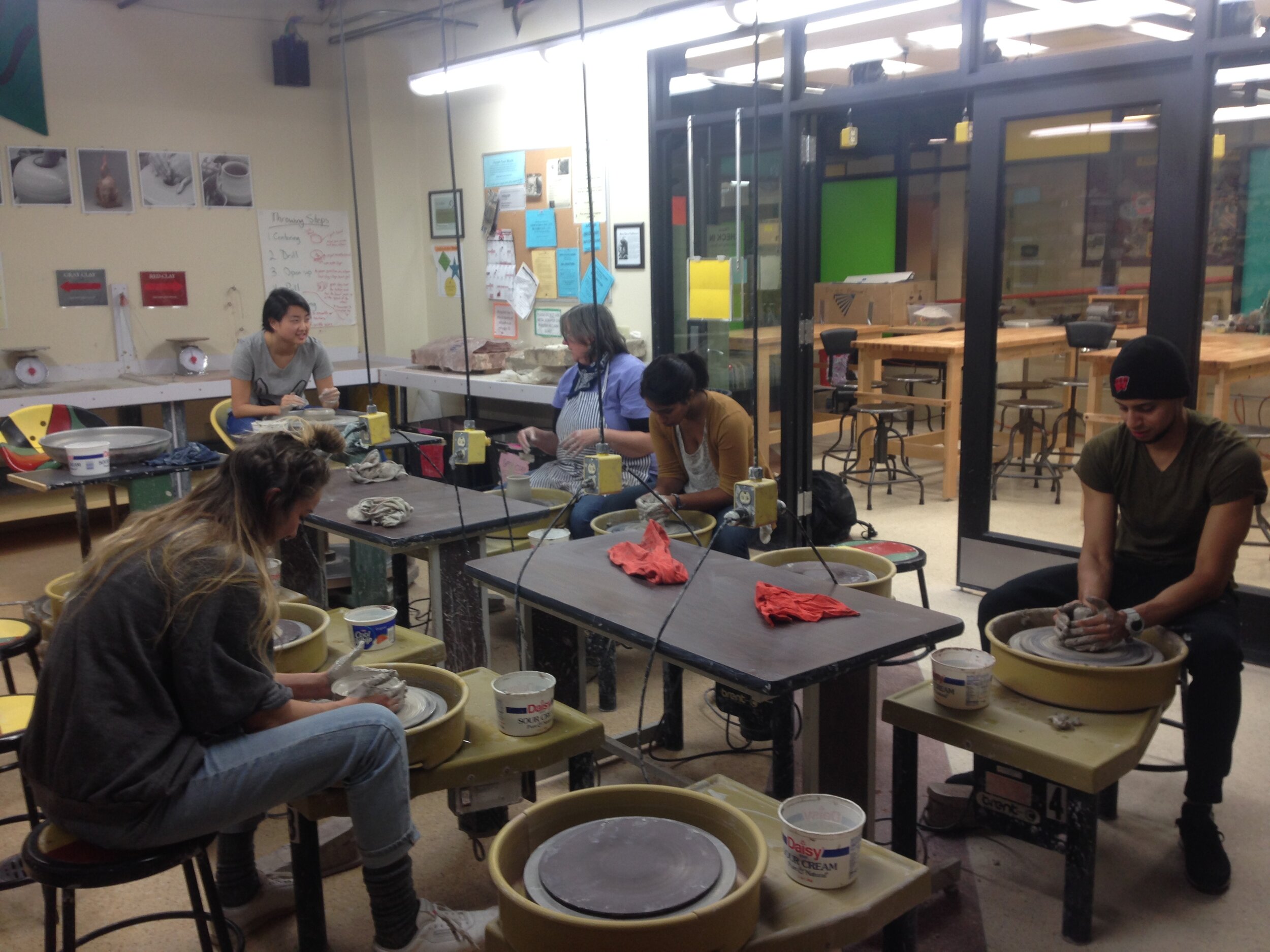 Students Working the Potter's Wheels, Wheelhouse Studios, University of Wisconsin, Madison, Fall 2015