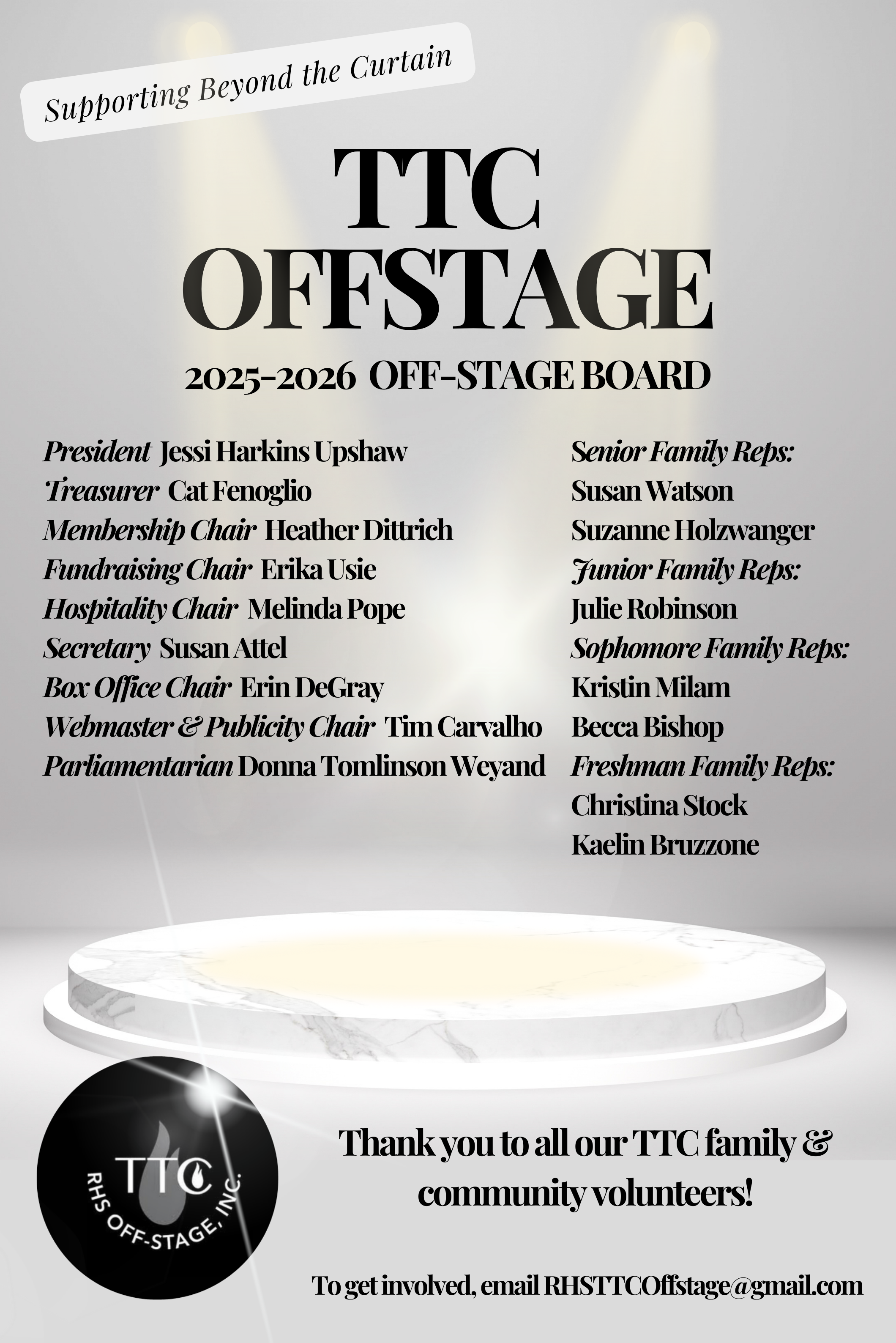 The theater collective Offstage board
