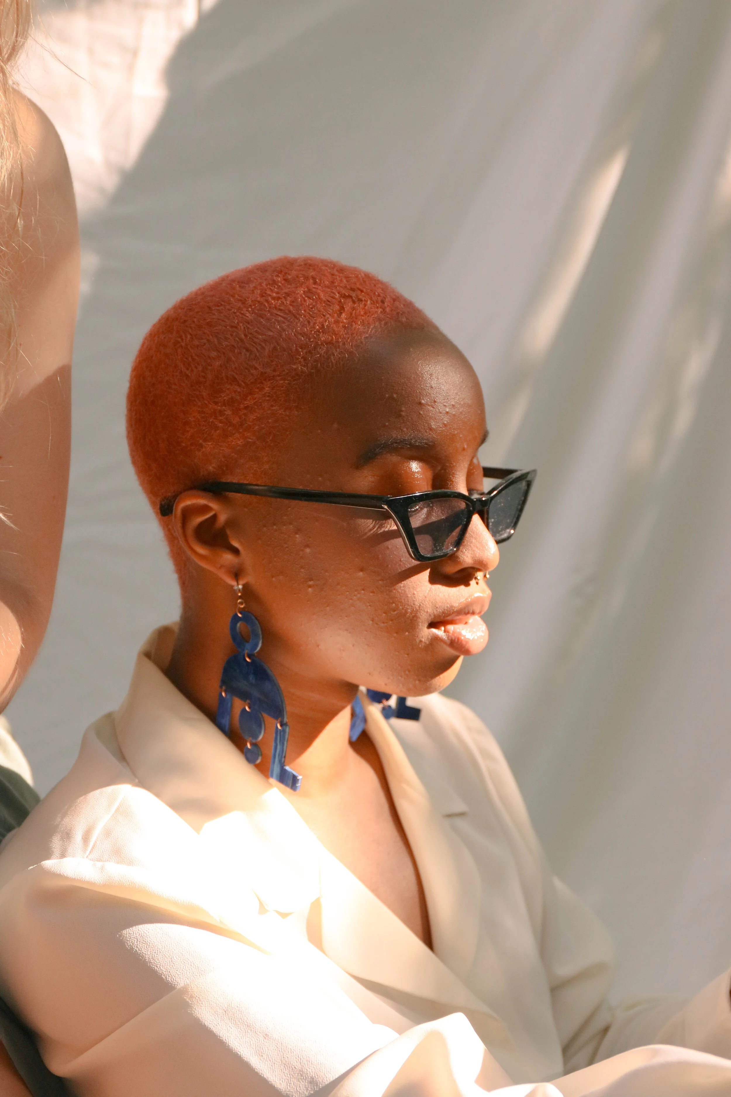 Blue Marble Dancing Feet Chance Earrings