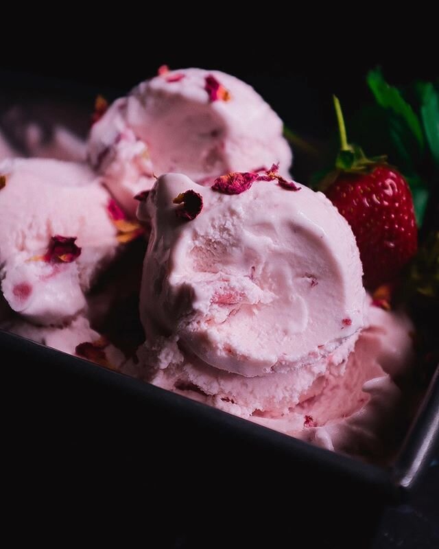 Are you getting tired of strawberry content? My bad!!! Roasted strawberry and rose barfi ice cream!

I didn&rsquo;t want to make an ice cream base and then add chunks of barfi to it, so I worked on getting a barfi taste in the base of the ice cream, 