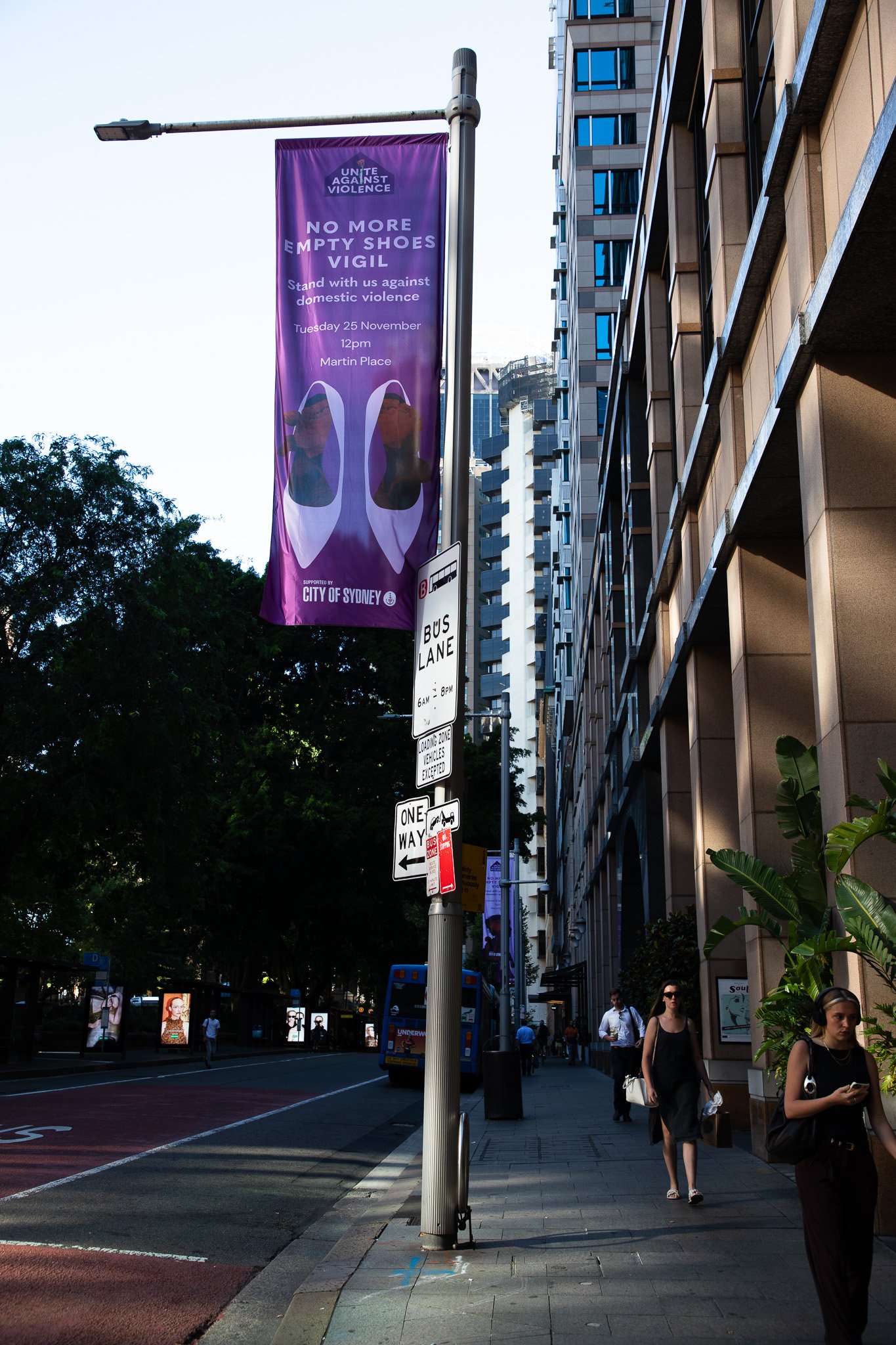 City of Sydney banner at Wynard bus stop.