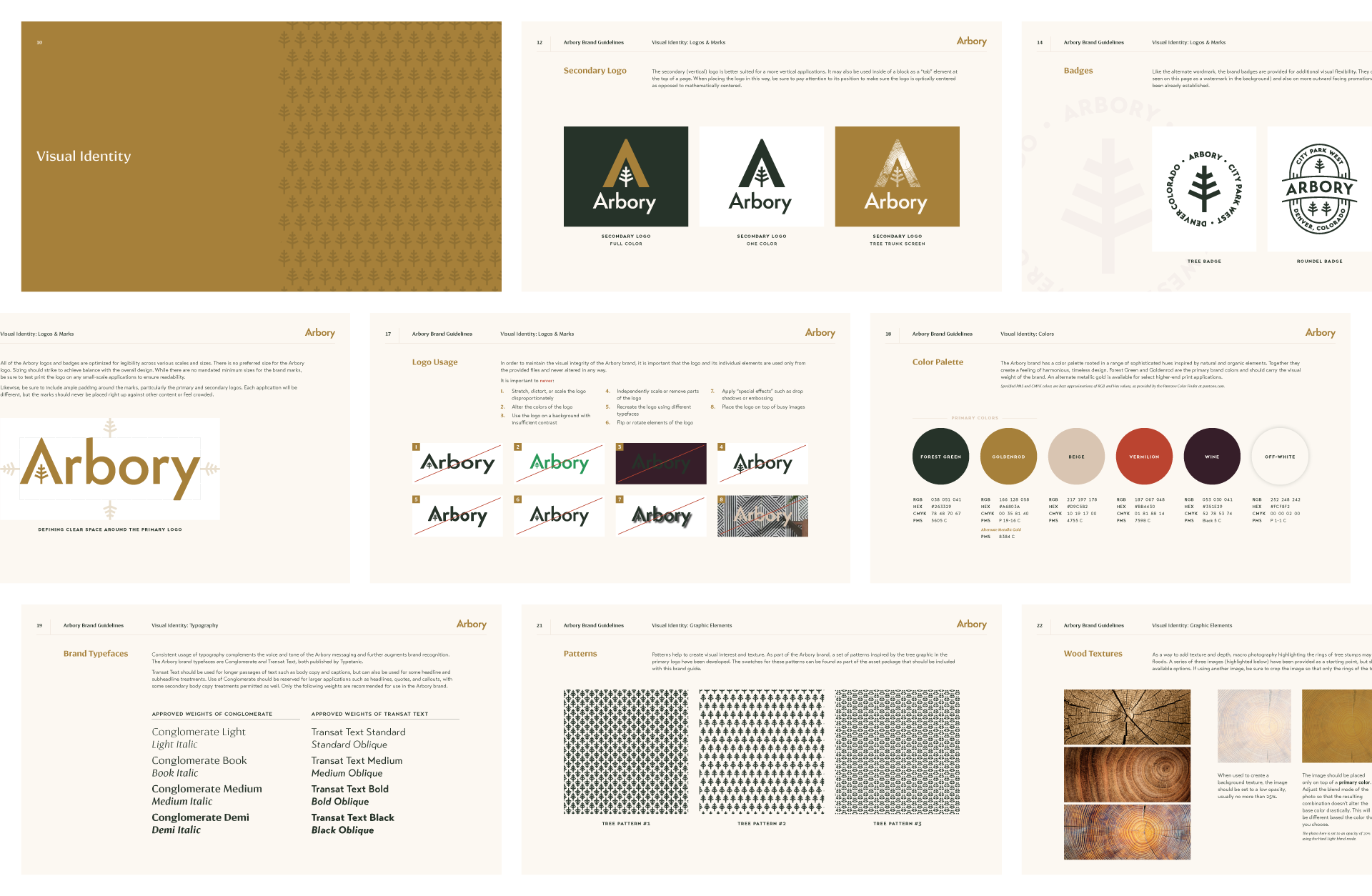 Pages from the brand guidelines.