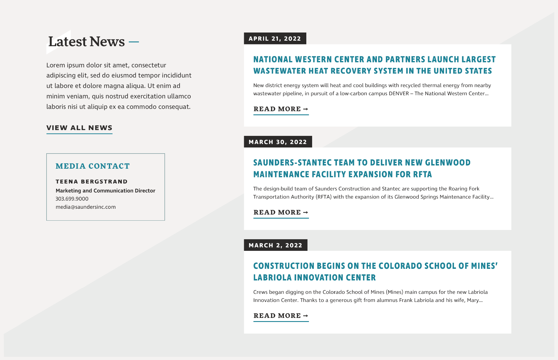 Homepage News Tiles