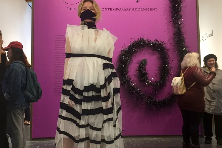 Fuller Craft Museum Exhibit, SP18. Model: Isabella Maclea (Agency)