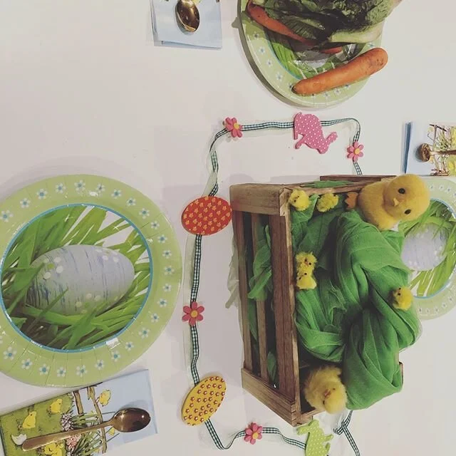 Lockdown Easter table ready for my 3 little chicks!  Hoping you can find some hope; new life and colour this Easter, and can savour some scrumptious Easter eggs xo