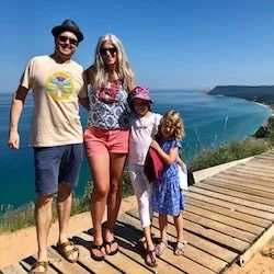With the family by Lake Michigan