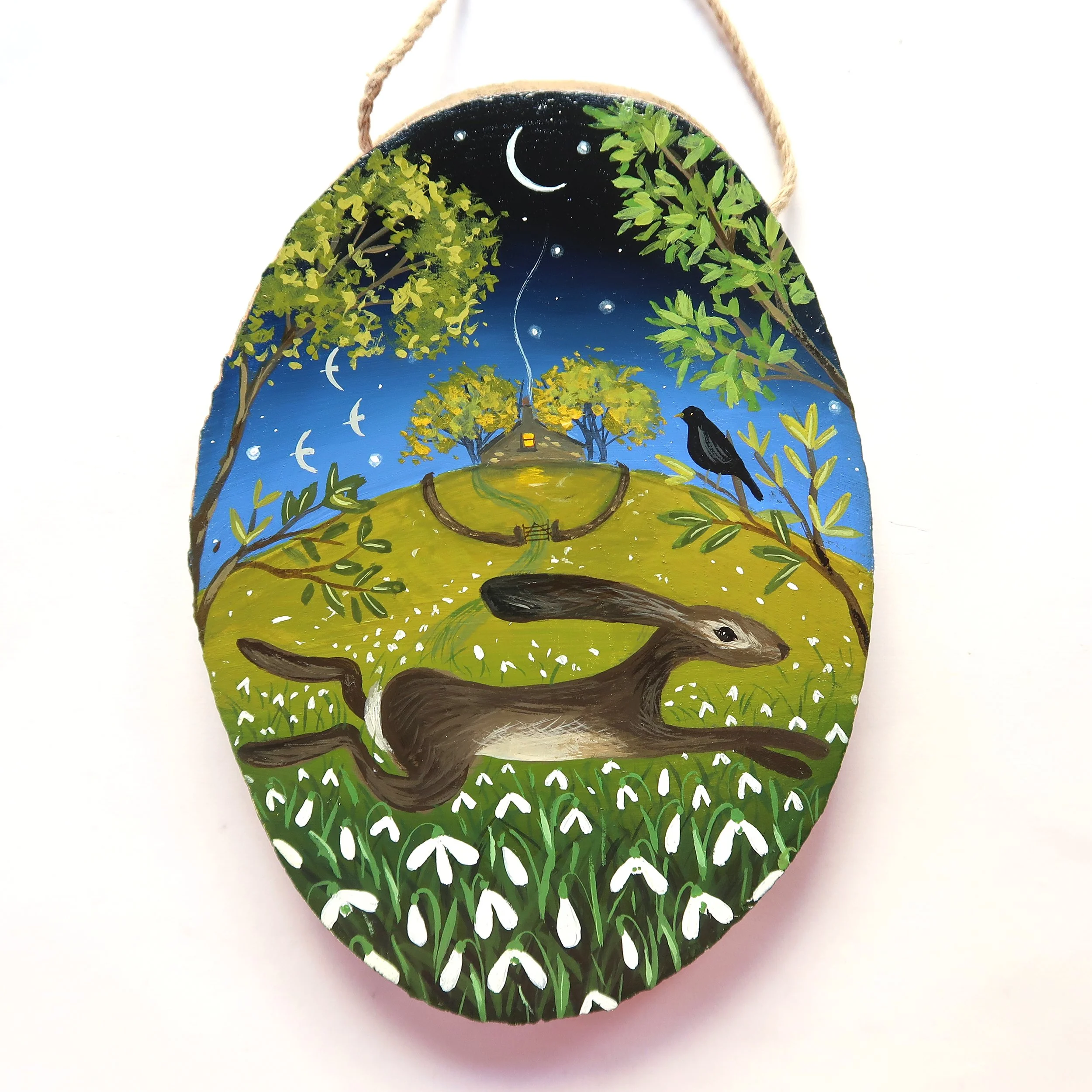 Snowdrop Cottage Original Gouache Painting