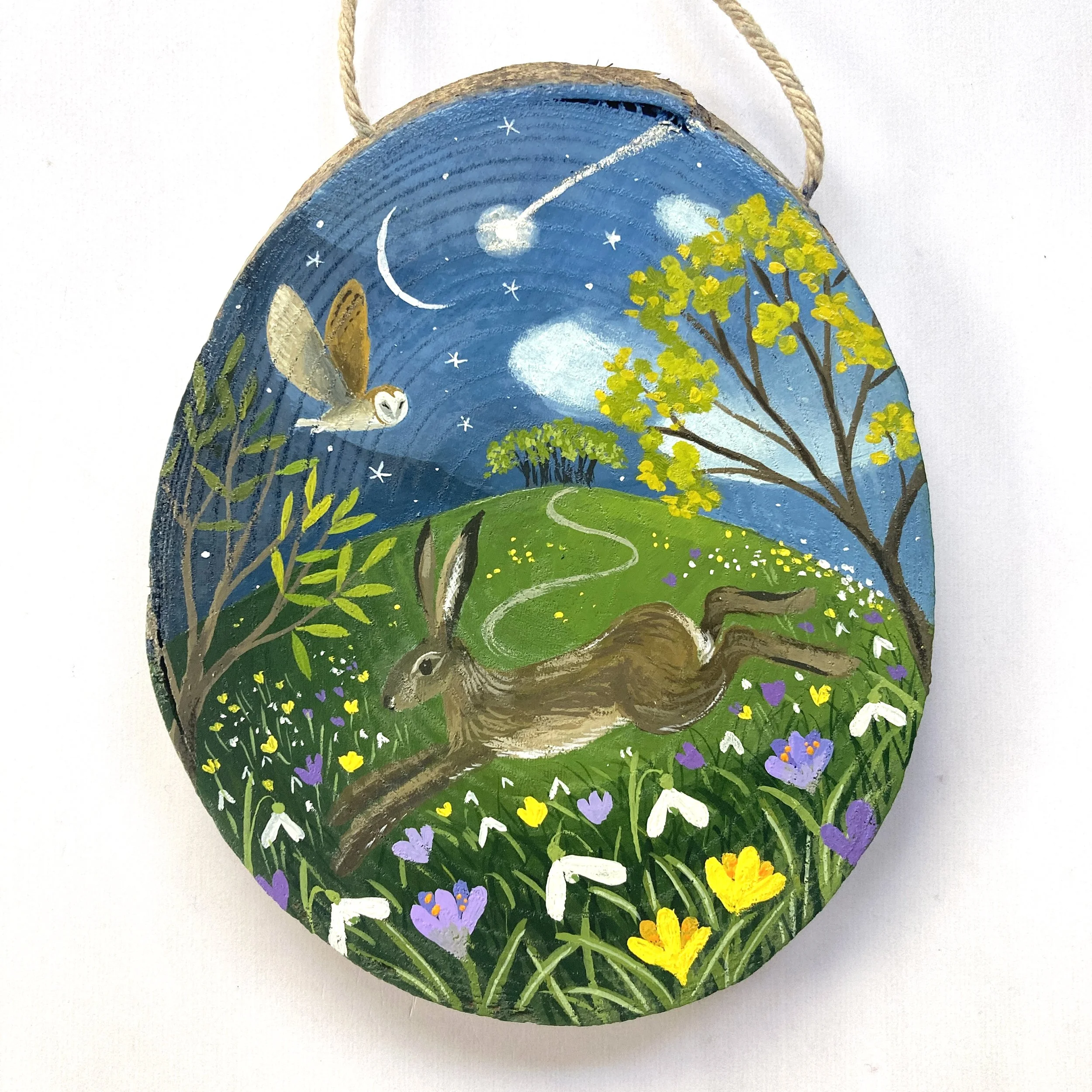 Ostara - Original gouache painting on wood