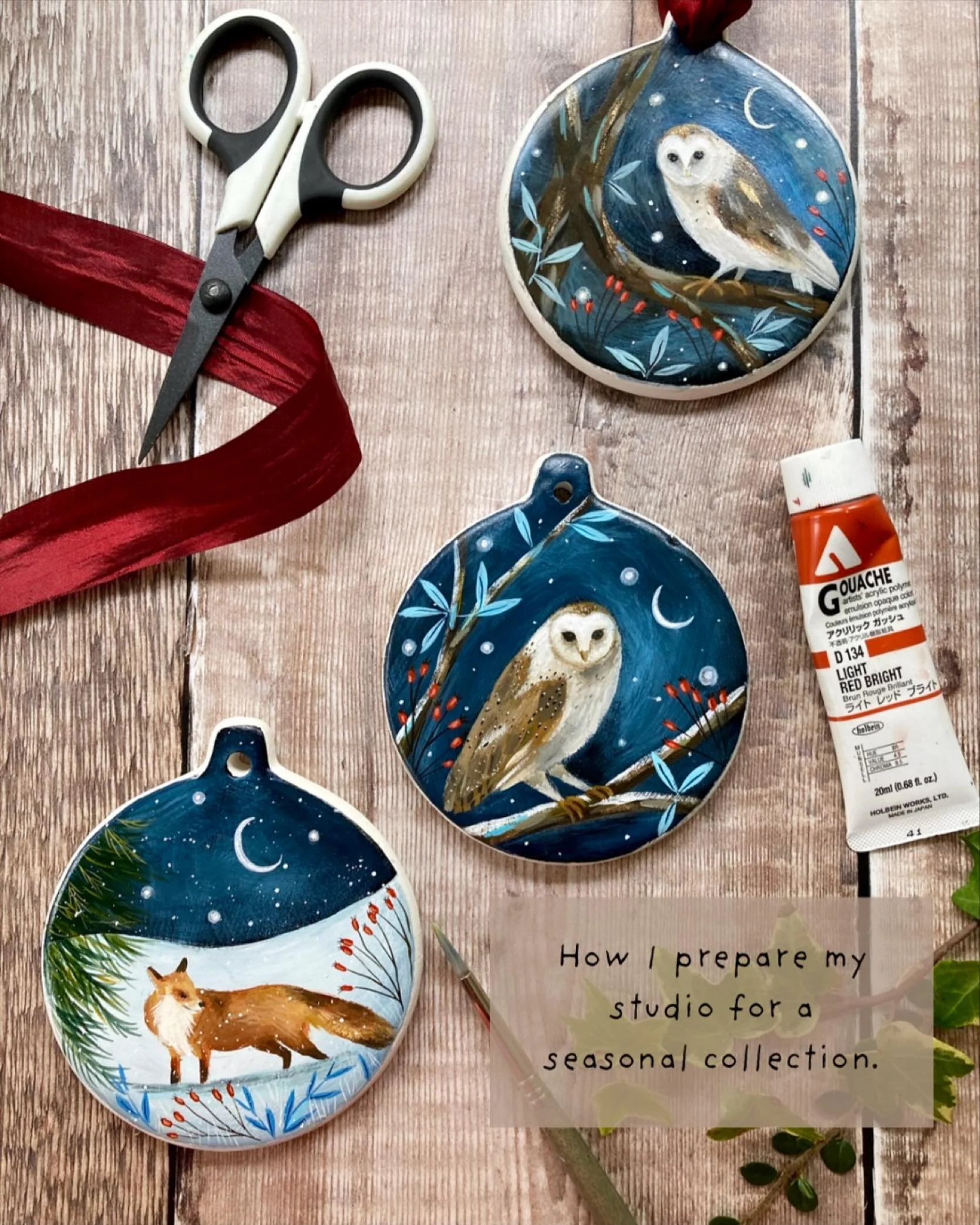 The build up to the busiest season is underway!  From late summer until December, my studio becomes a flurry of making and creating, posting and packing.

I often begin my winter season work in the summer, the biggest project being the creation of my