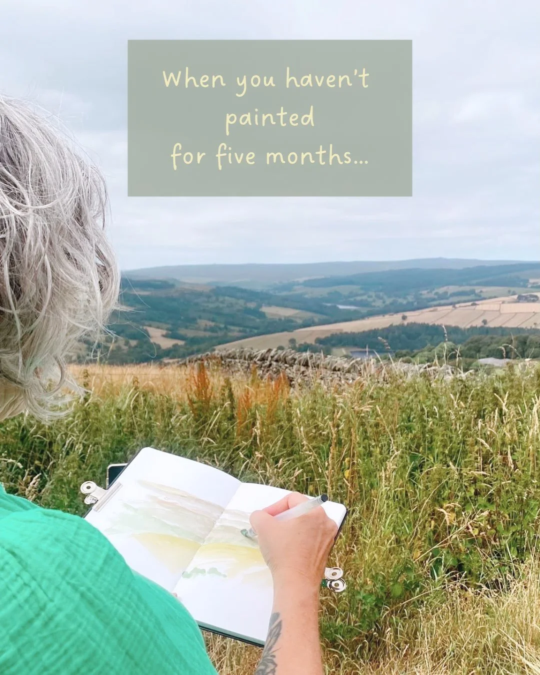 When you haven&rsquo;t painted in five months&hellip;

And suddenly you find yourself up on the tops with a sketchbook, a small palette of paint and some crayons, noticing the colour and the shape of the land, and how Summer has changed her since you