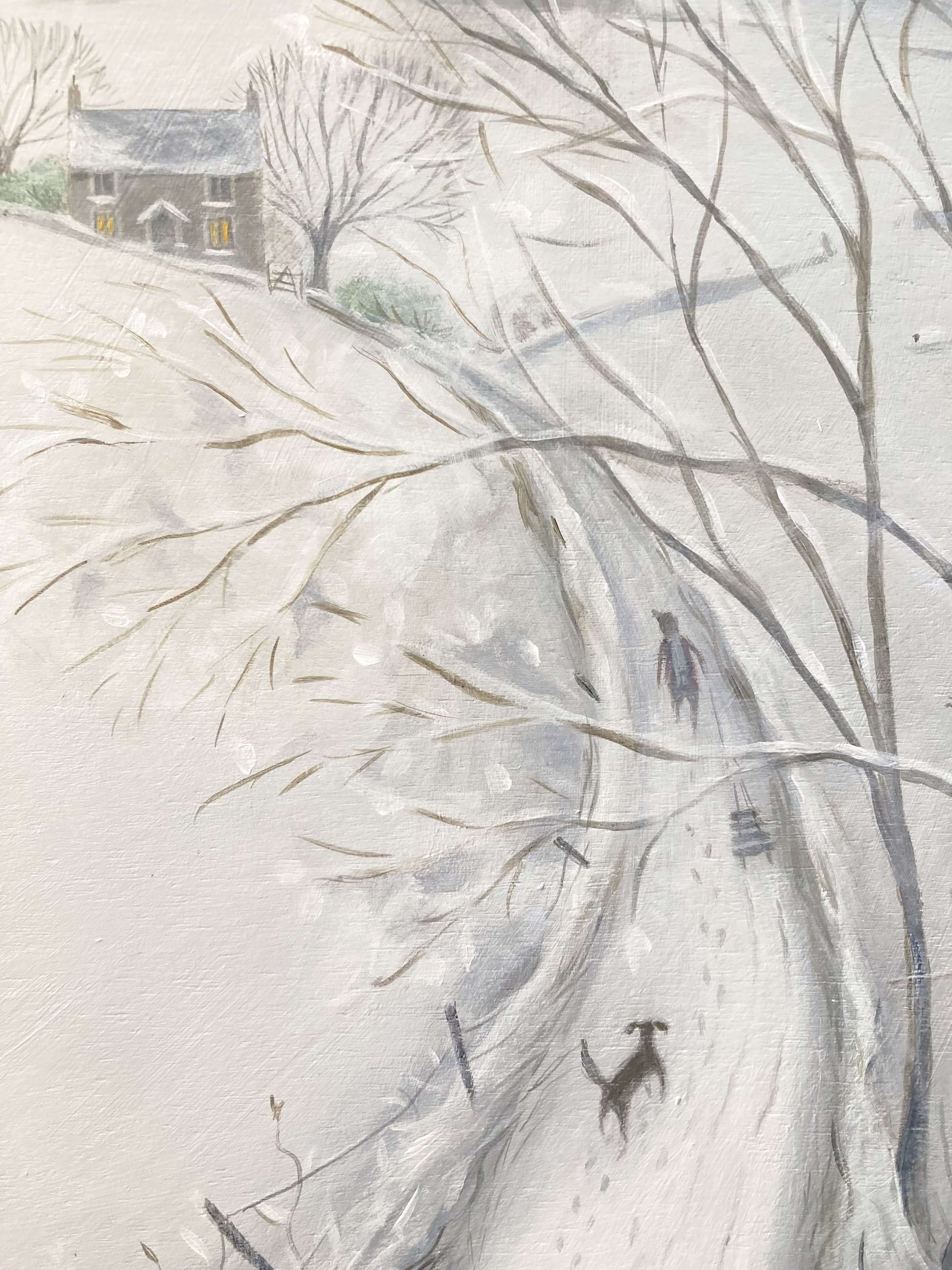 It&rsquo;s been many months since I worked on a painting, but finally, here I am, in the throes of a winter piece.  Despite my long absence from the easel, it&rsquo;s all coming back to me and I&rsquo;m really enjoying telling stories through paint a