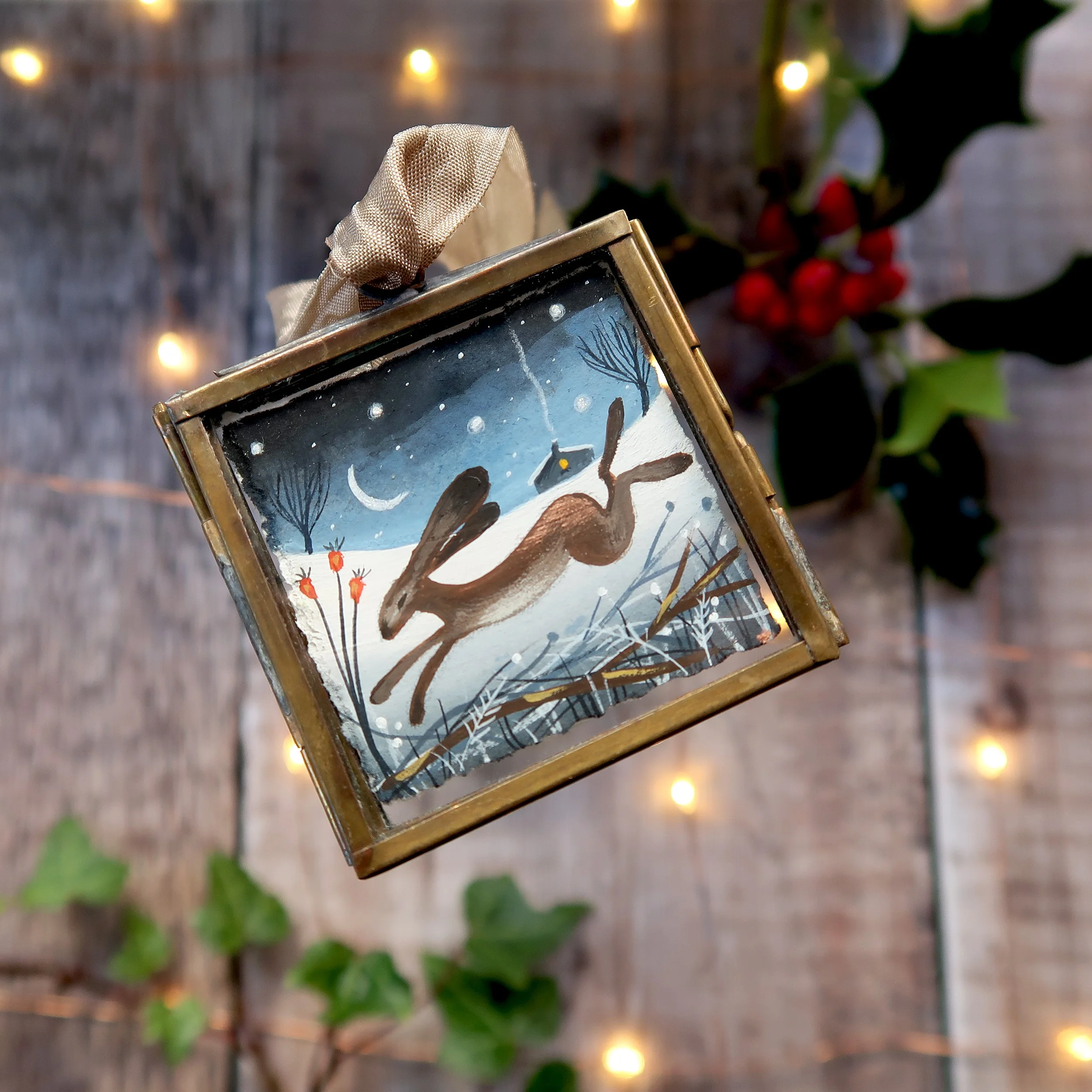 Winters Moon - Framed Gouache Painting