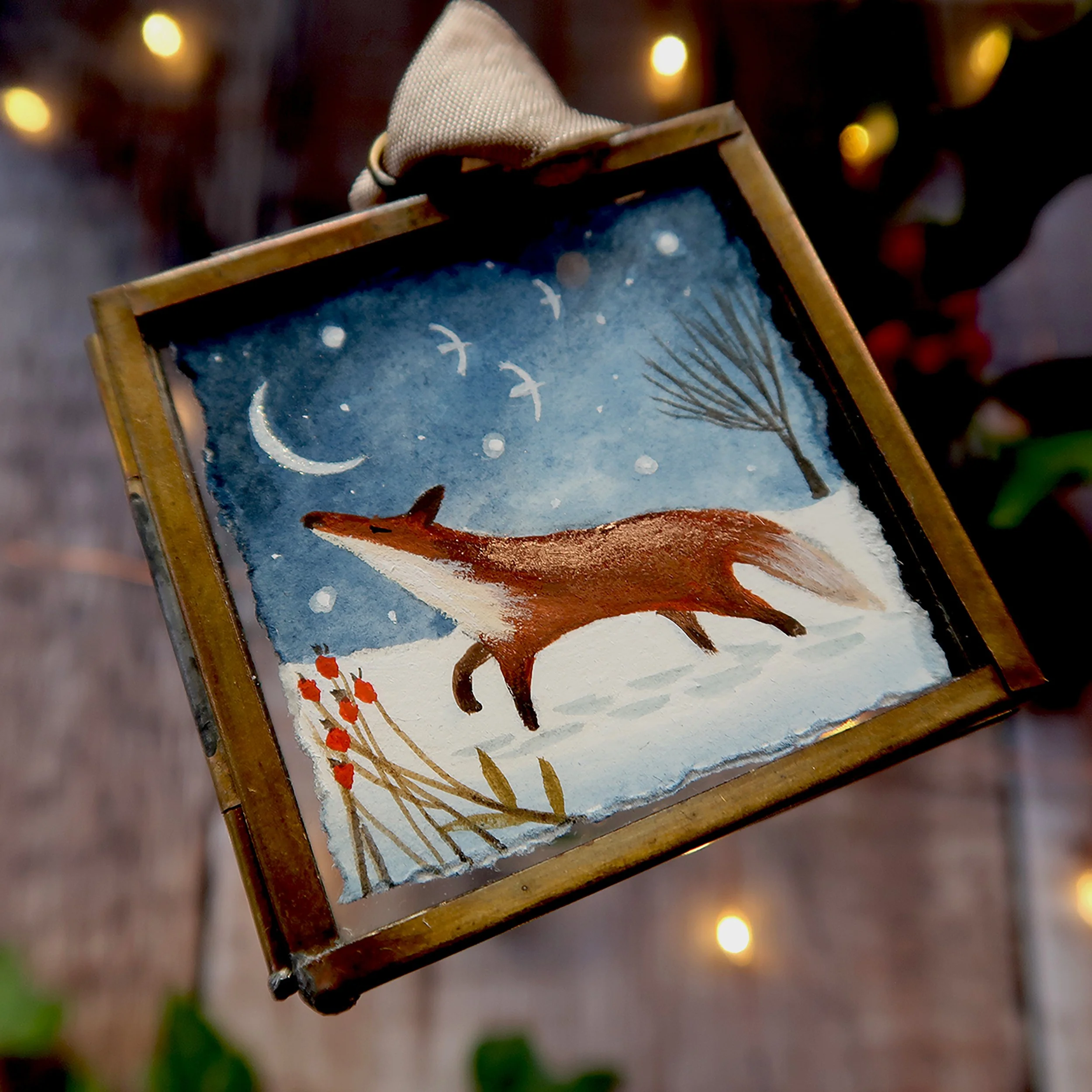 Moon Gazer - Framed Gouache Painting