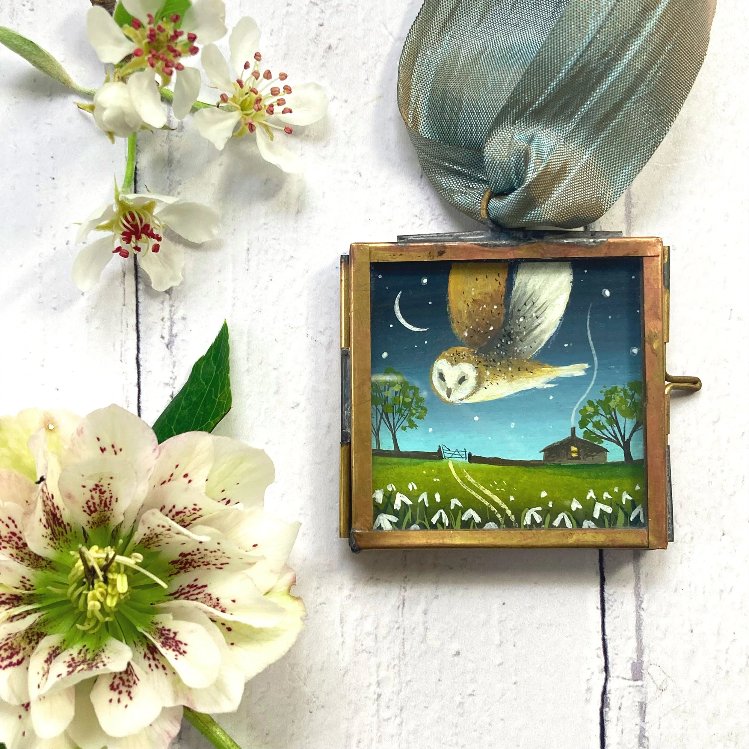 Owl and Moon Framed Gouache.jpg