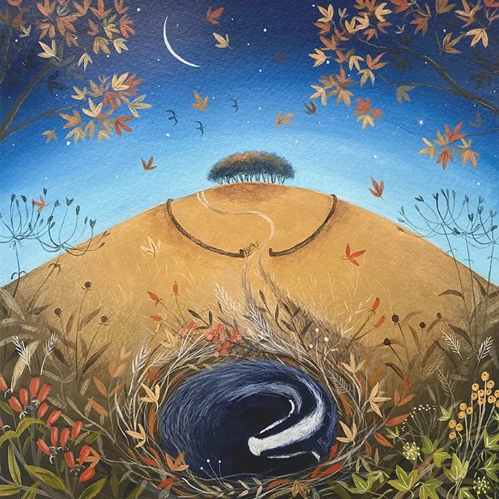 Under the Falling Leaves Greetings Card