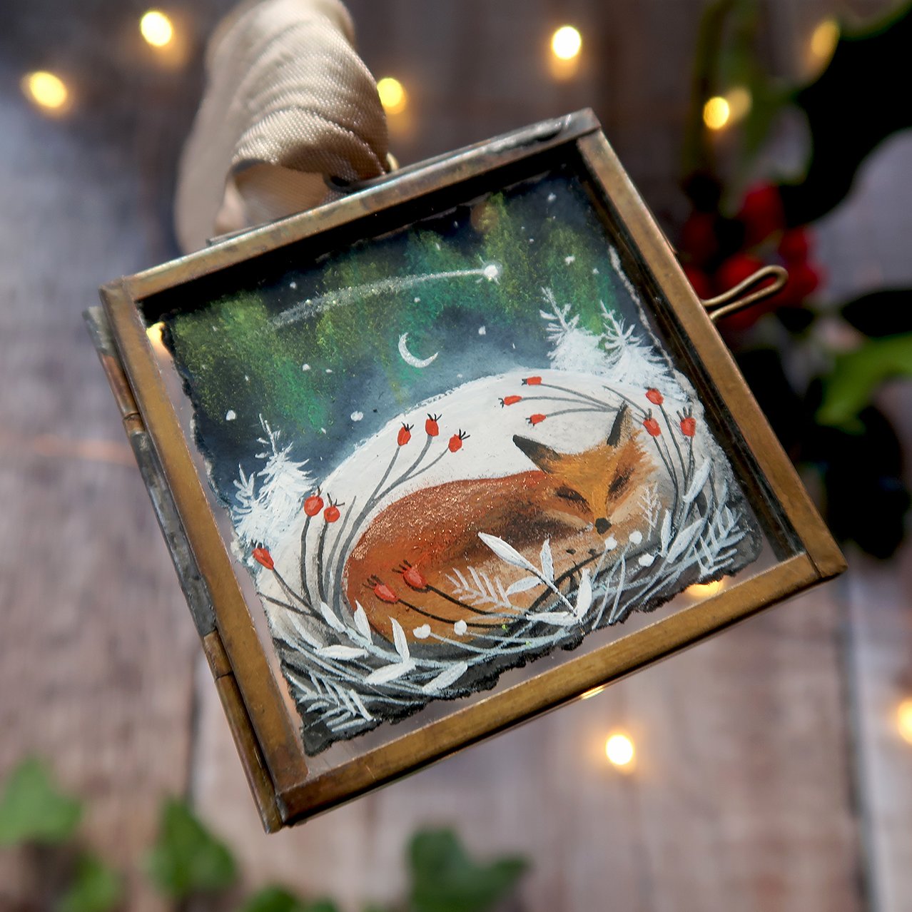 Aurora Dreams - Framed Gouache Painting
