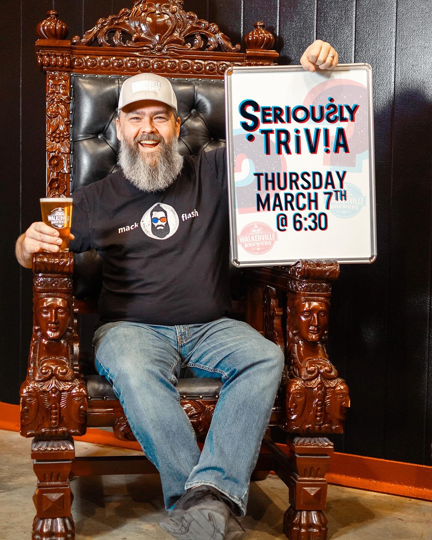 Ready to level up your IQ? 🧠 This Thursday, March 7th at 6:30pm we&rsquo;ve got another round of #SeriouslyTrivia with @mackflash! Gather your team and come on out for a night filled with game-show style trivia, word puzzles and brain teasers!

Seri