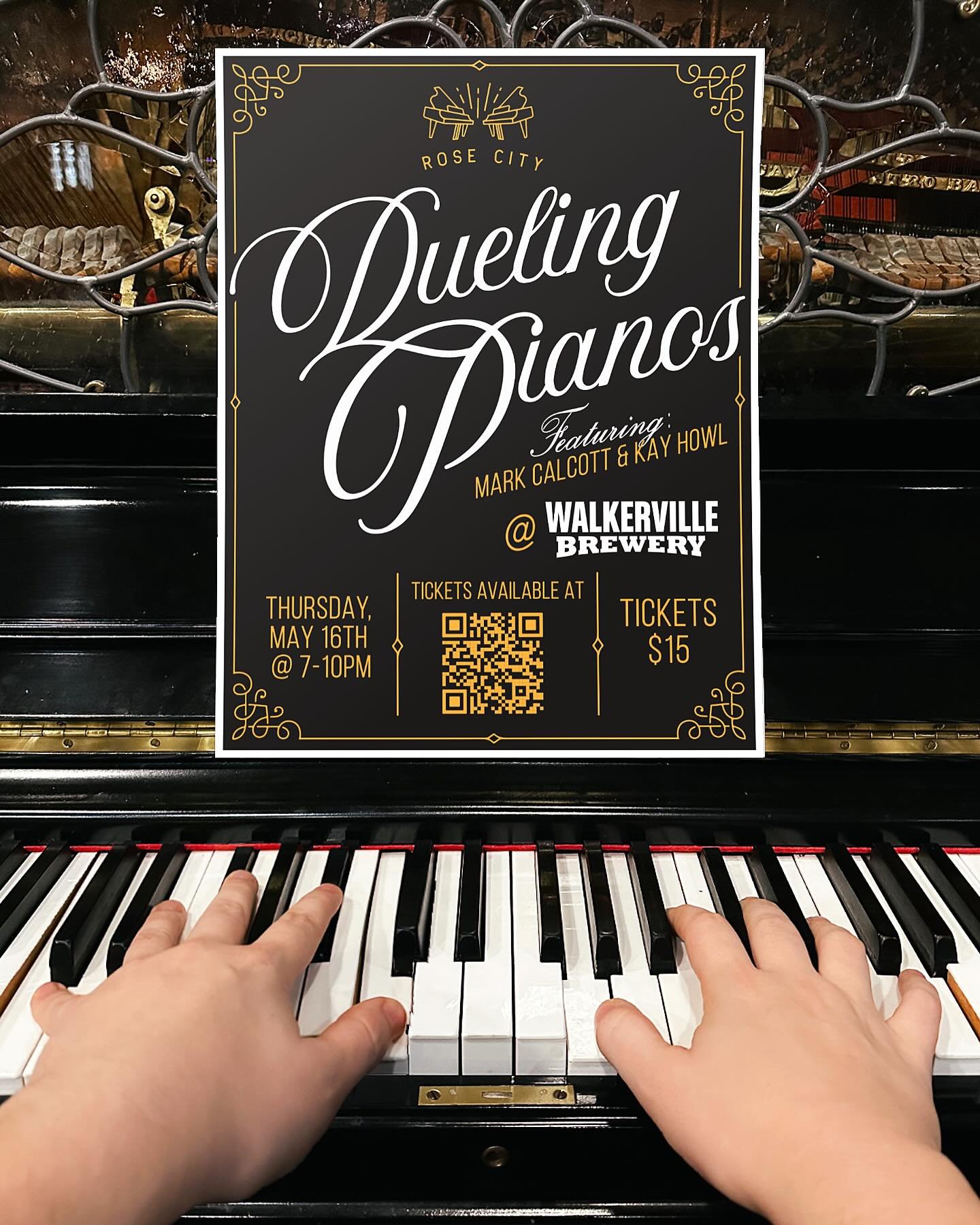 Join us for a night of musical fun with Rose City Dueling Pianos  ft. Mark Calcott &amp; Kay Howl on Thursday, May 16th, 2024 at 7PM. Get ready to sing along and request your favorite songs as these talented pianists battle it out on the keys.

Grab 