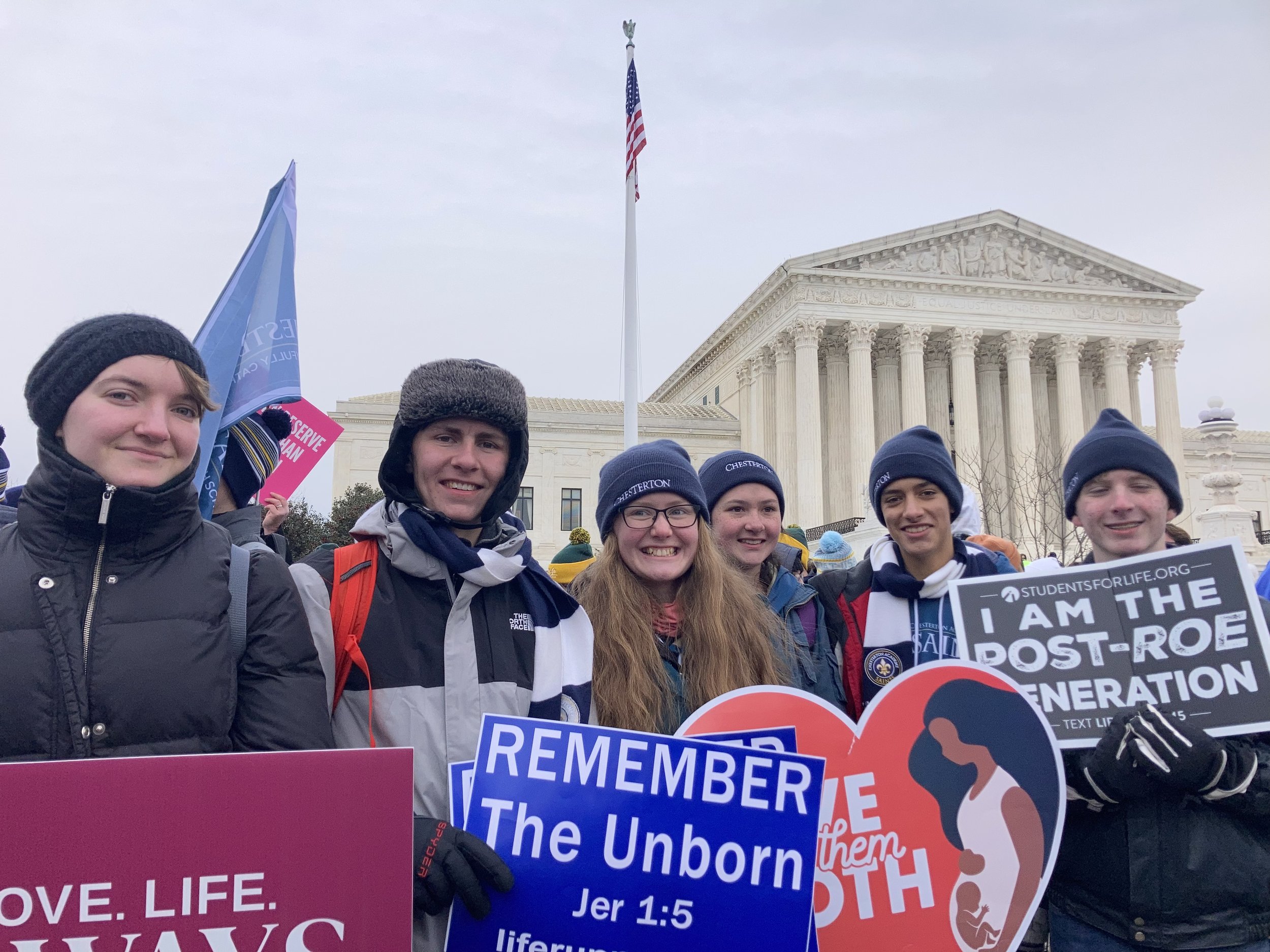 At the end of the March for Life outside the US Supreme Court where the ruling on Dobbs v. Jackson will be revealed in June 2022