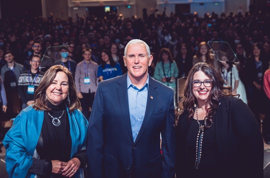 Former VP Mike Pence, his wife, Karen, and the Founder of Students for Life of America at the National Pro-Life Summit