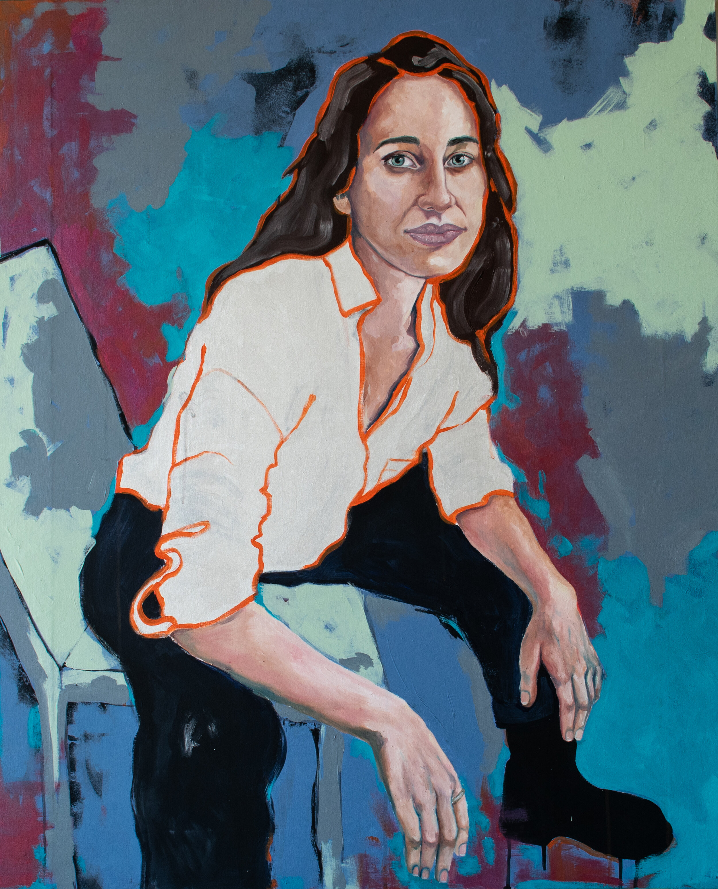 "The wait/ L´attesa" oil, acrylic and gouache on canvas, 90x120 cm, 2020