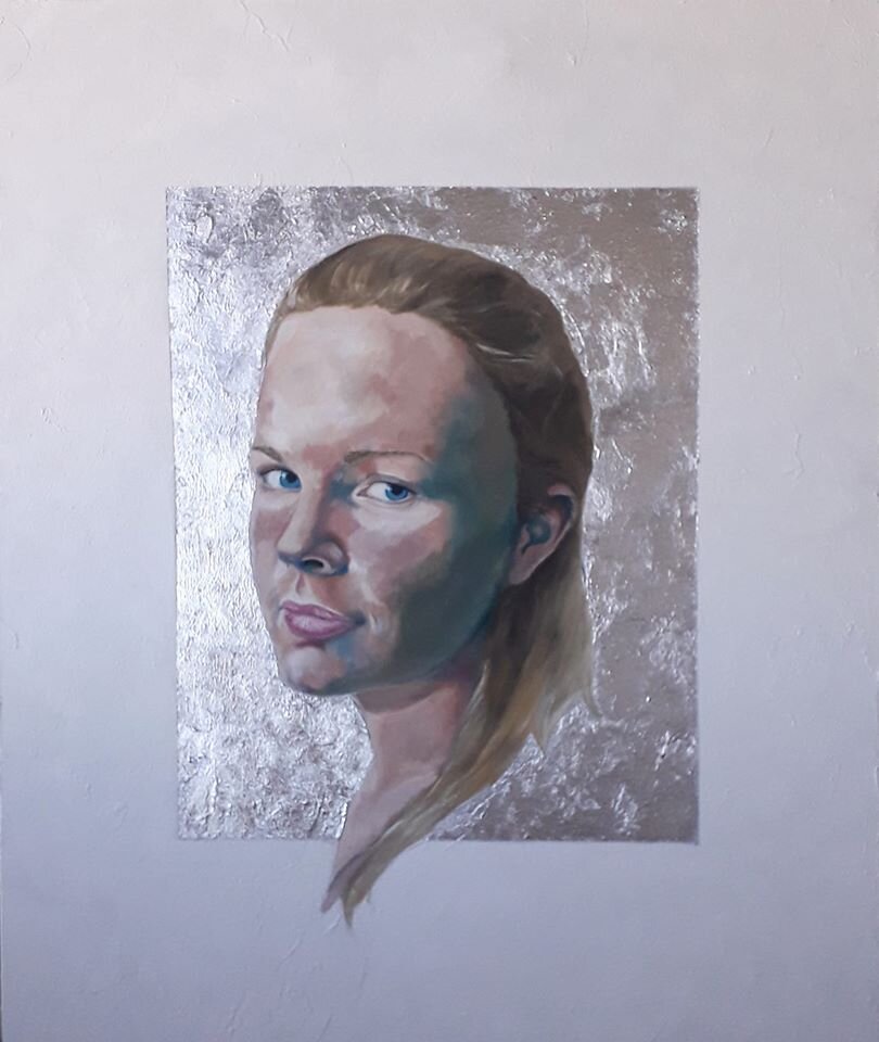 Gillian, oil and silver leaves on canvas, 100x120 cm 2020.jpg