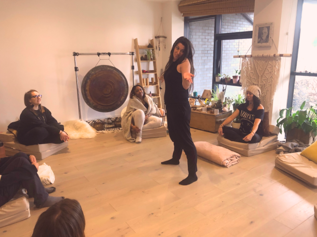 Embodiment and expression workshop group exploring self-expression, creativity, and body awareness.