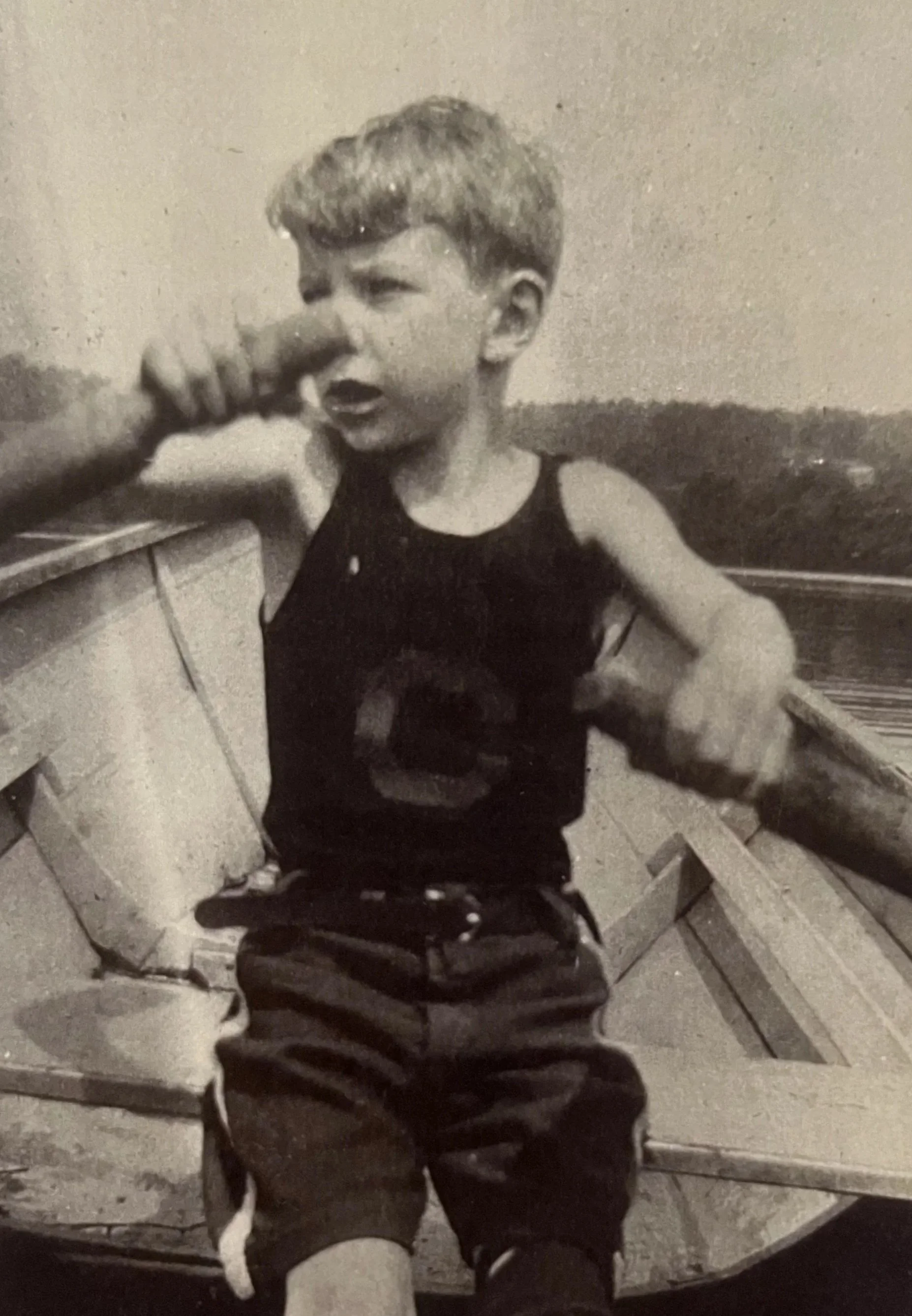 Camper John Mulford on Lake Choconut, 1915