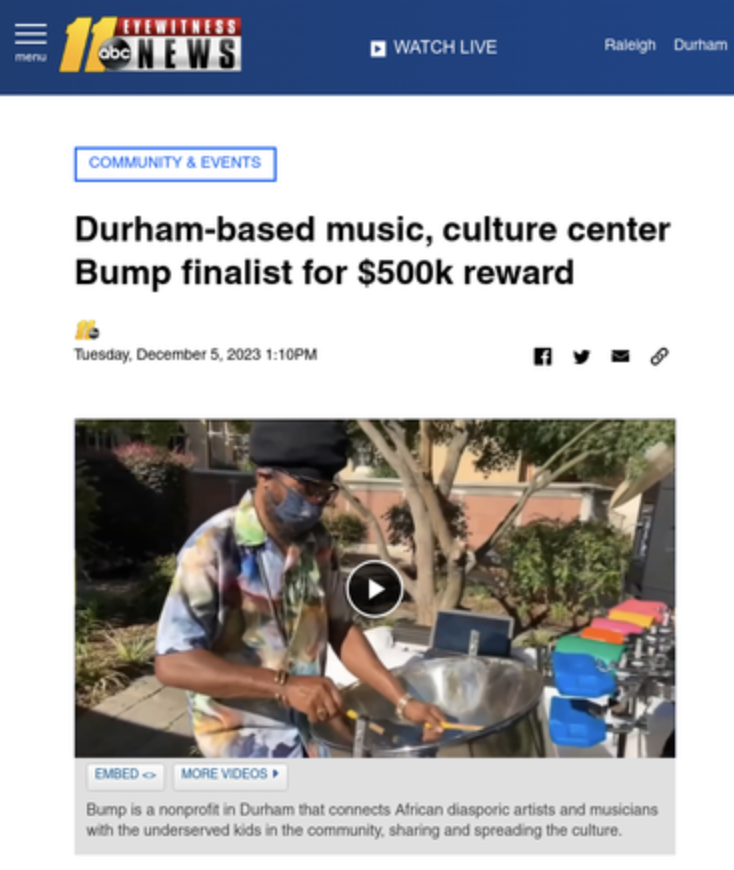 ABC11 Raleigh-Durham: Durham-based music, culture center Bump finalist for $500k reward