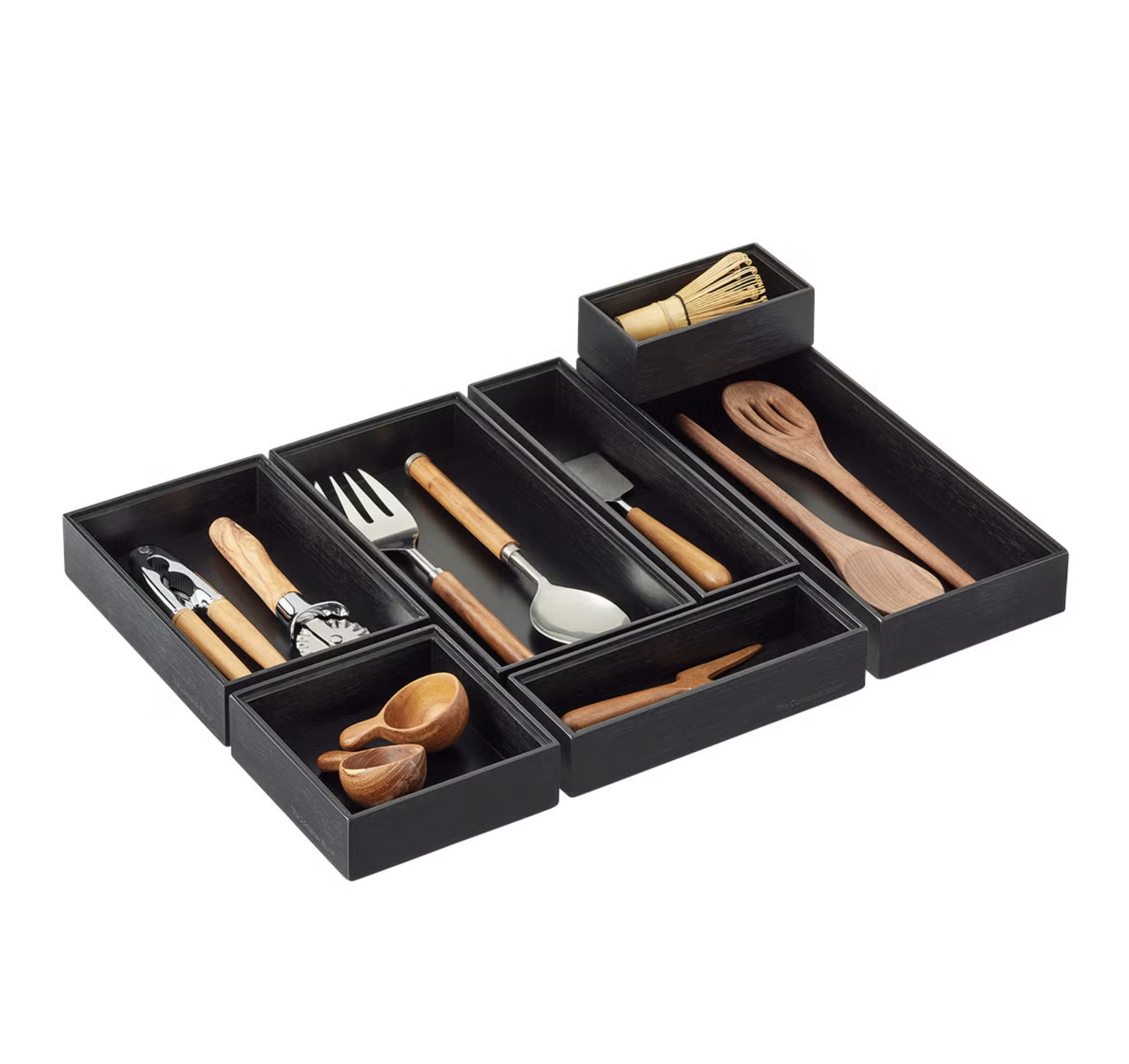 Kyoto Stacking Drawer Cups Black Bamboo