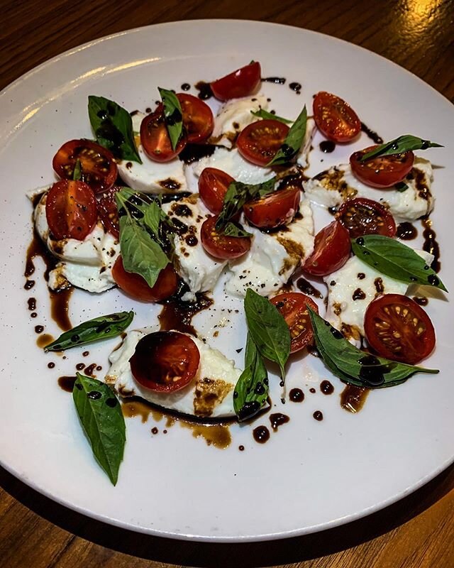 Have you tried our new caprese salad?!?
We can&rsquo;t wait to see you this weekend on our patio! 🌞🍷
Caprese Salad 
Fresh buffalo mozzarella, heirloom cherry tomatoes and fresh-picked basil drizzled with a balsamic reduction.
&bull;
&bull;
&bull;
#