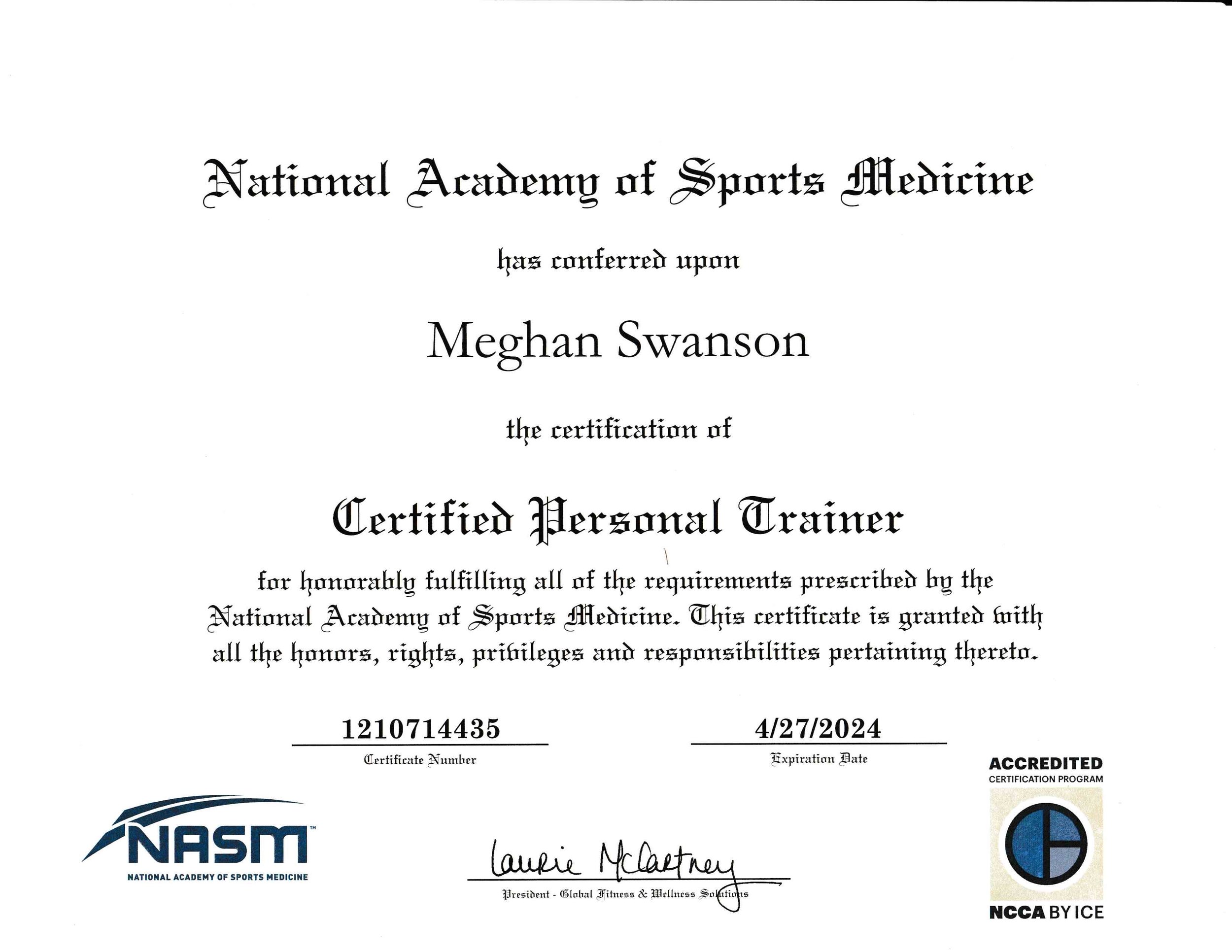 MeghanSwasnson-NASM-CertifiedPersonalTrainer