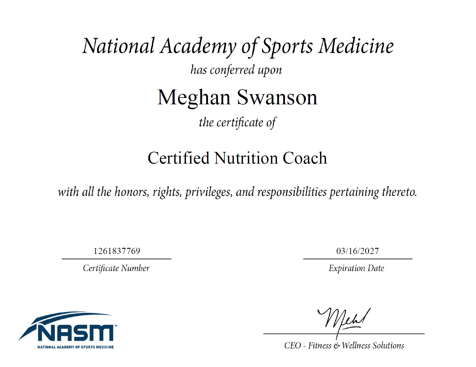 Meghan Swanson-Certified Nutrition Coach