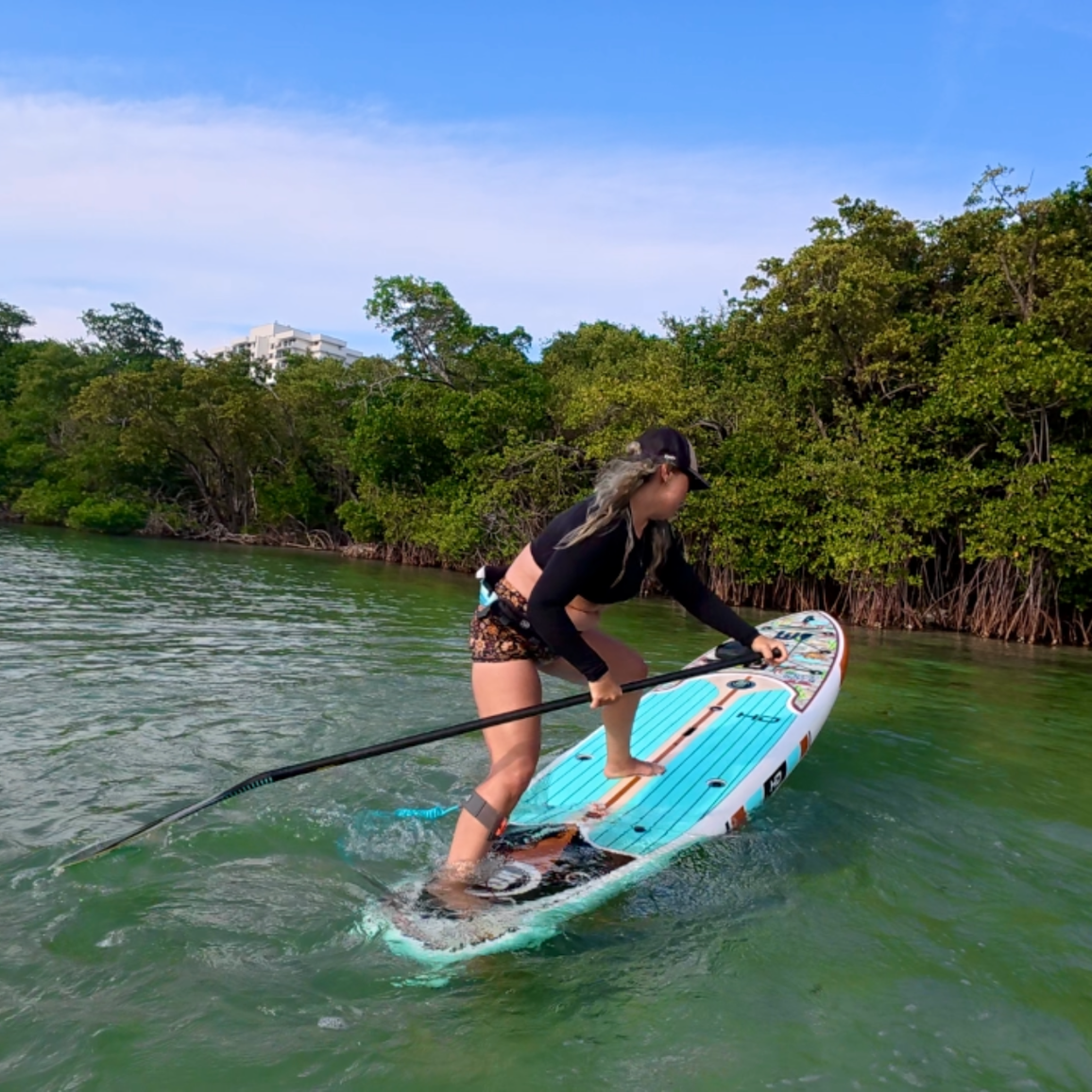 Action shot of ACA Instructor Trainer Meghan Swanson doing a pivot turn.