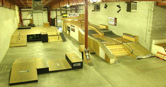 Warp Skatepark in Lake in the Hills, IL with skate-able stage circa 2009
