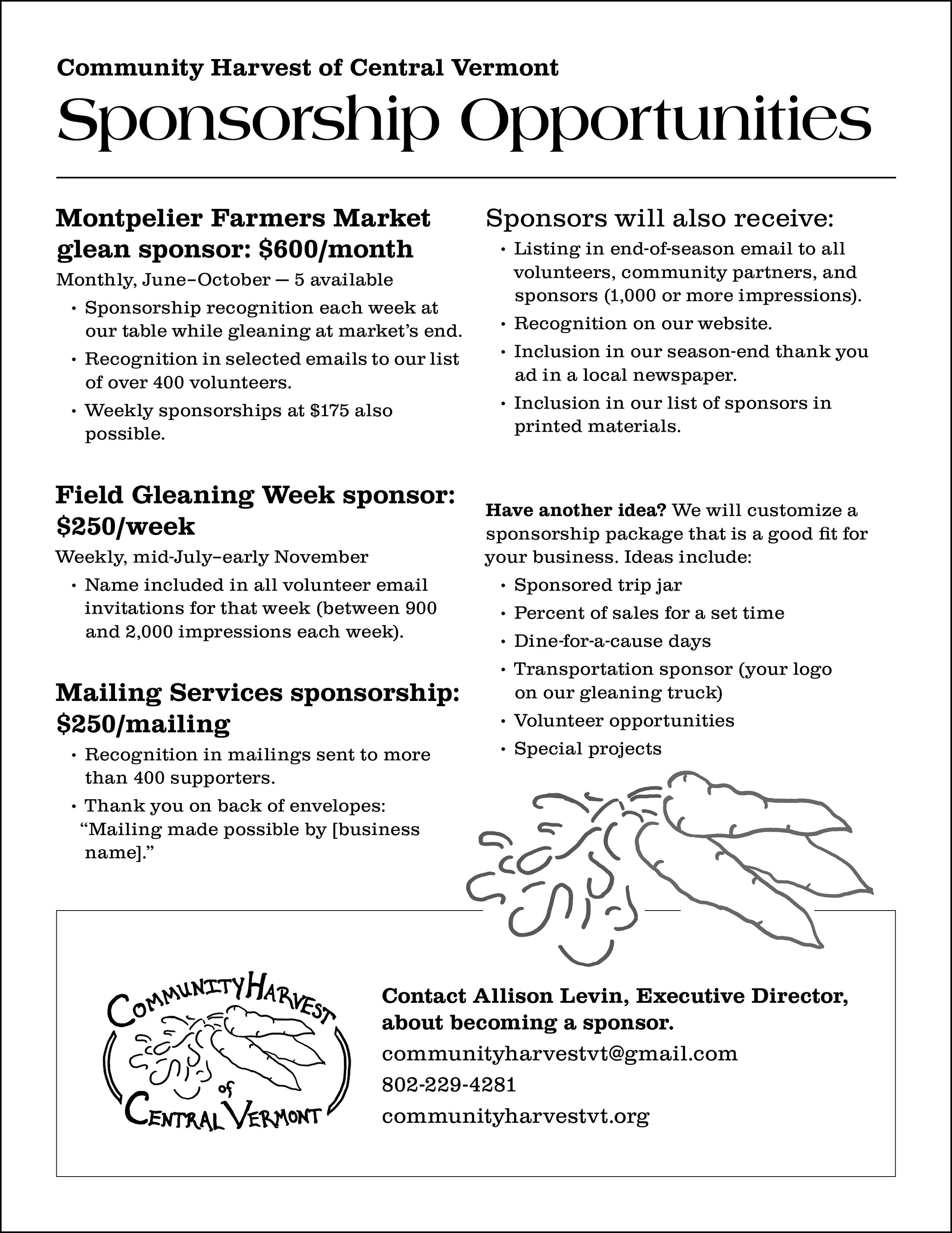 sponsorship sheet