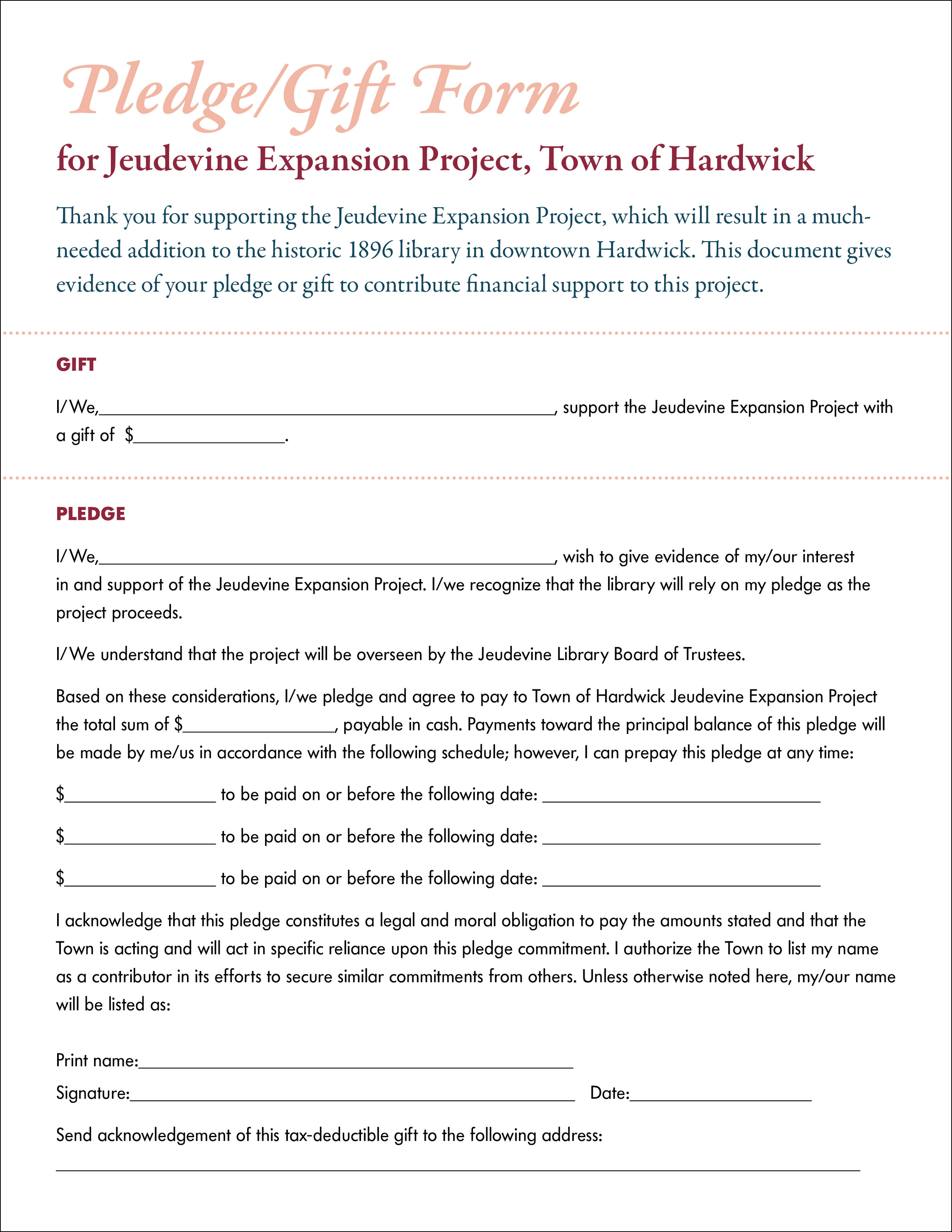 Pledge form