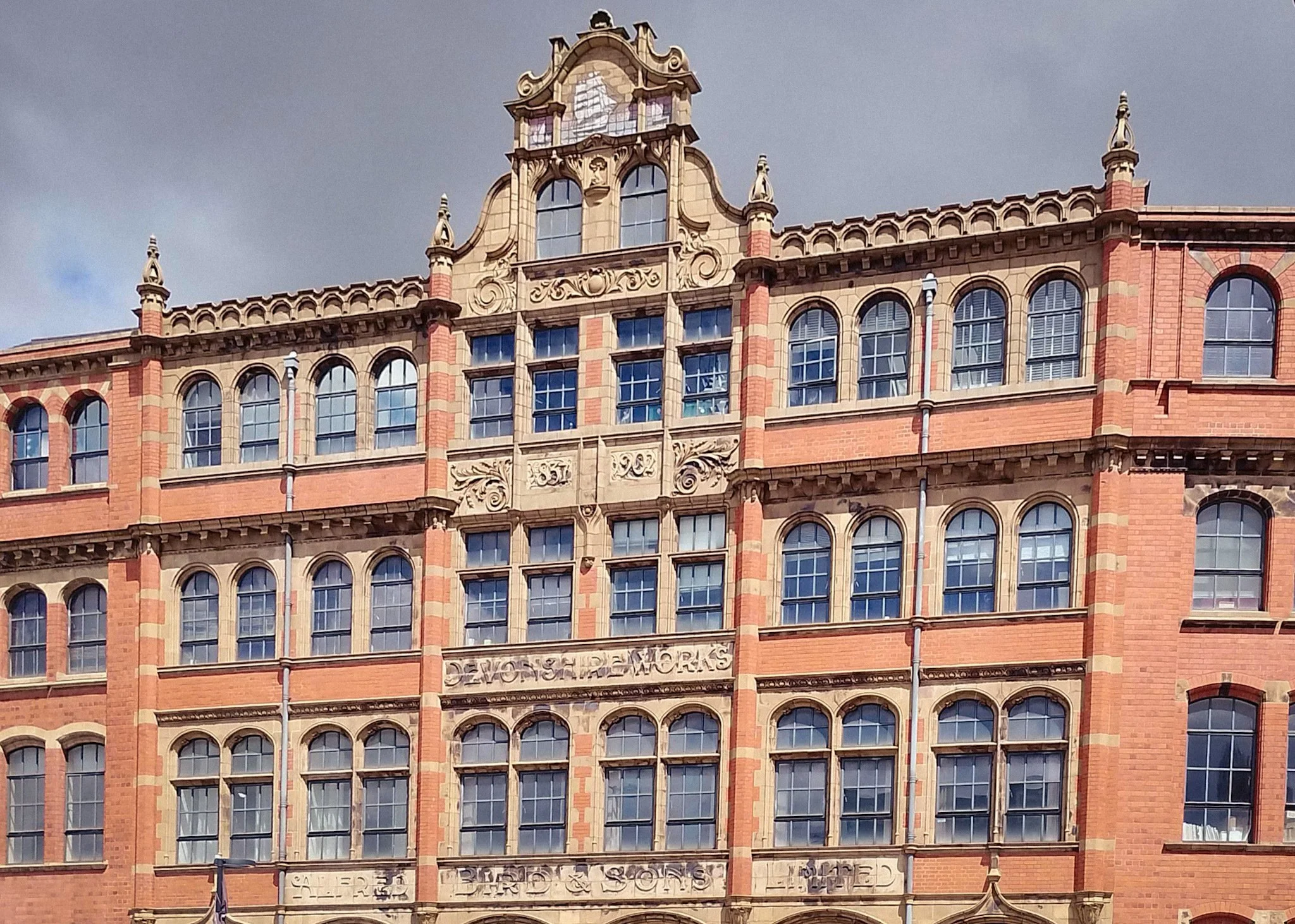 Front of the counselling venue, the Alfred Bird & Sons' factory. A victorian red brick bulding with 4 floors of arched windows.