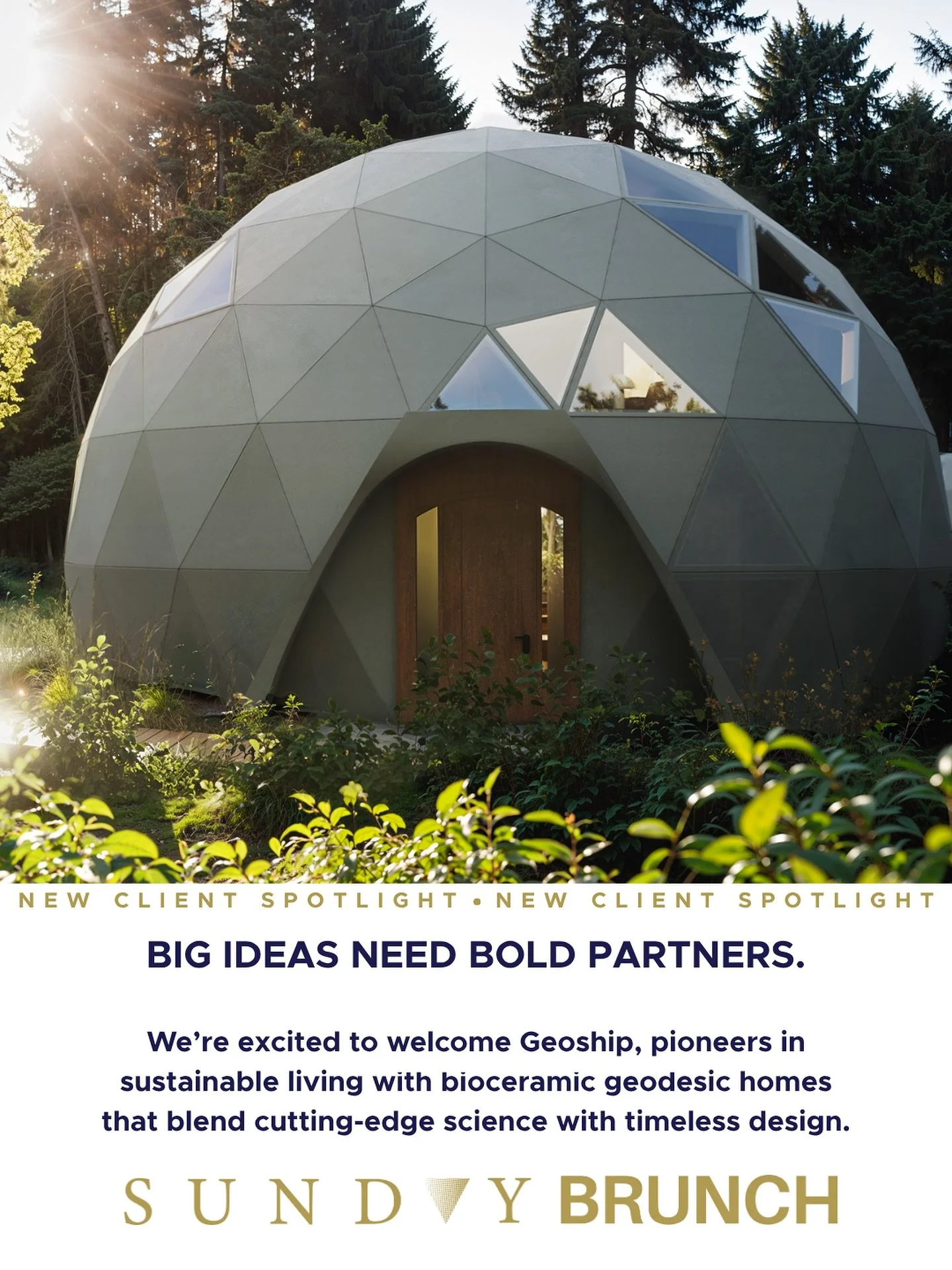 🌍 New Client Spotlight: @Geoship 🌍
Pioneers in sustainable living, Geoship is building bioceramic geodesic homes that blend cutting-edge science with timeless design.

We partner with visionaries who are shaping the future and amplify their stories