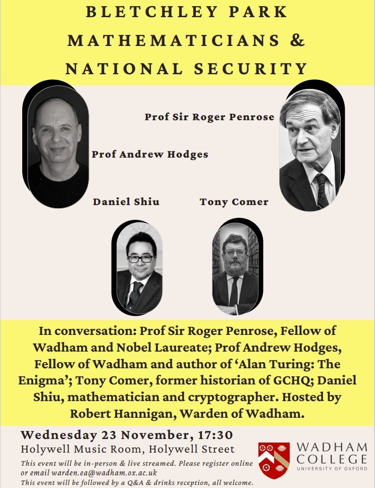 Robert Hannigan, roger Penrose, Andrew Hodges, Bletchley park event