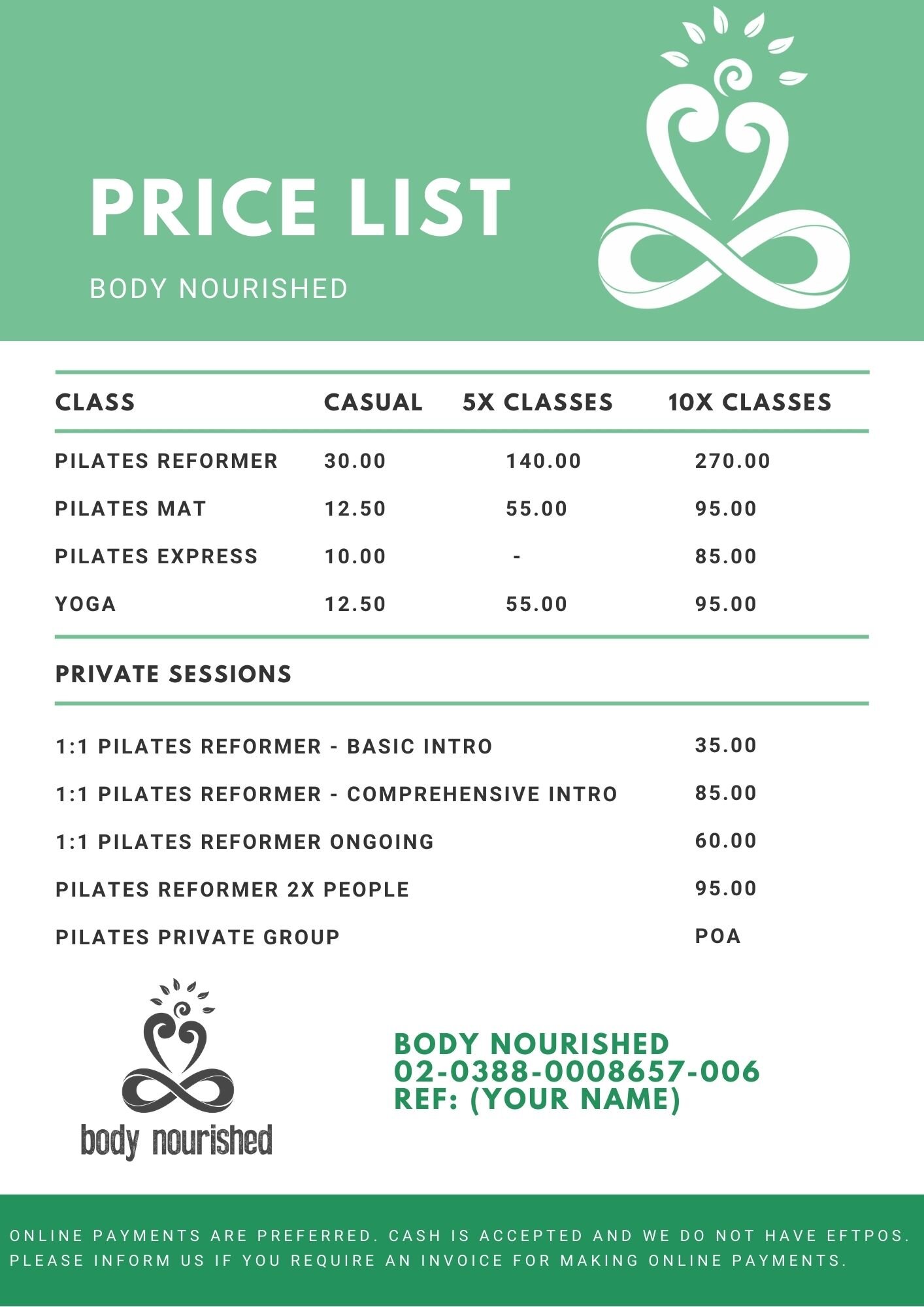 Prices — Body Nourished