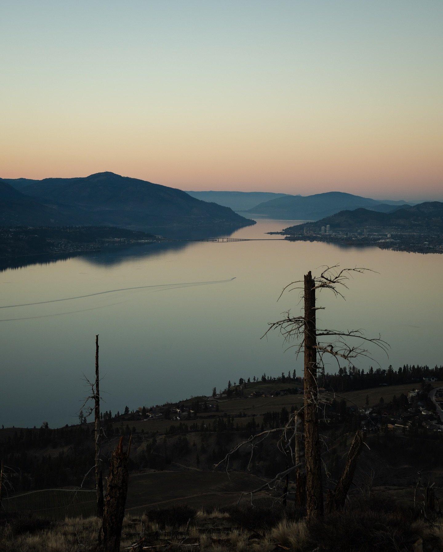 A lone boat glides along the perfectly still waters of Okanagan Lake. I love the simple pleasures of watching the sun set with a view like this. I also love that spring is here in the Okanagan and in a few weeks everything will be nice and green agai