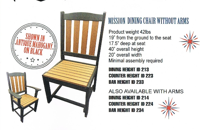 Dining Set | 7ft Trestle Table (NO Umbrella hole) & 6 Mission Chairs w/o Arms, 2 Mission Chairs w/ Arms - Weathered Wood