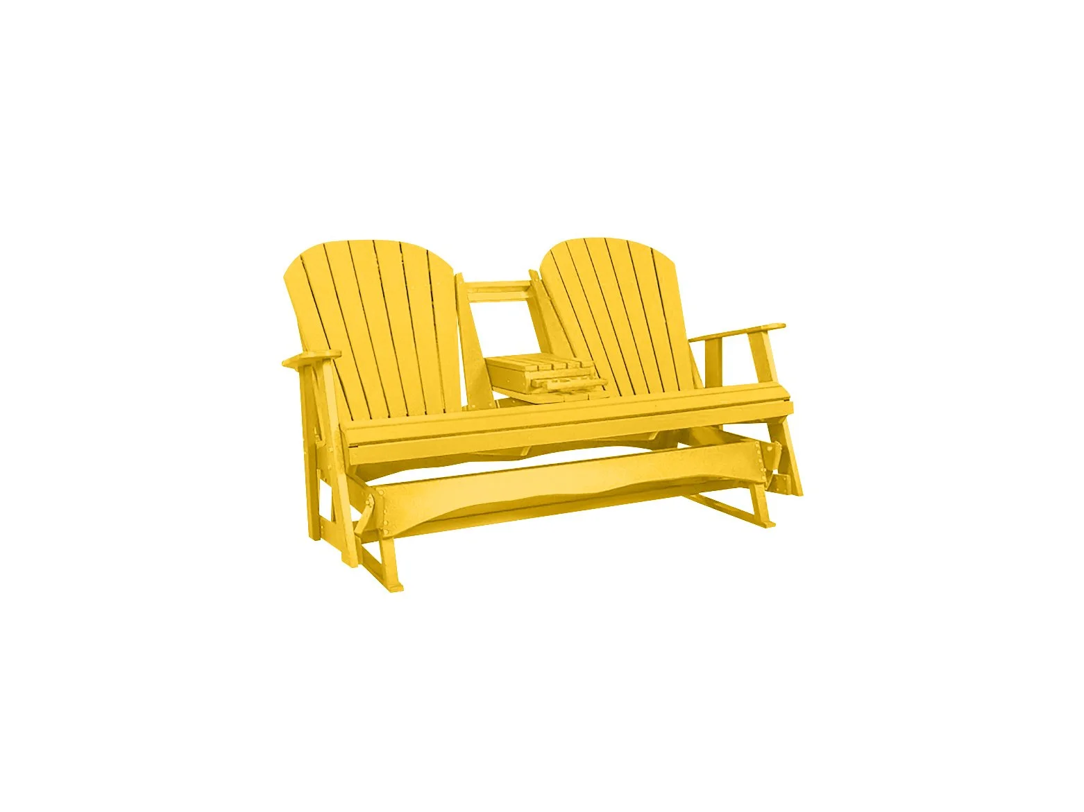 5' Double Glider w/ Cup Holder &amp; Center Tray - Yellow