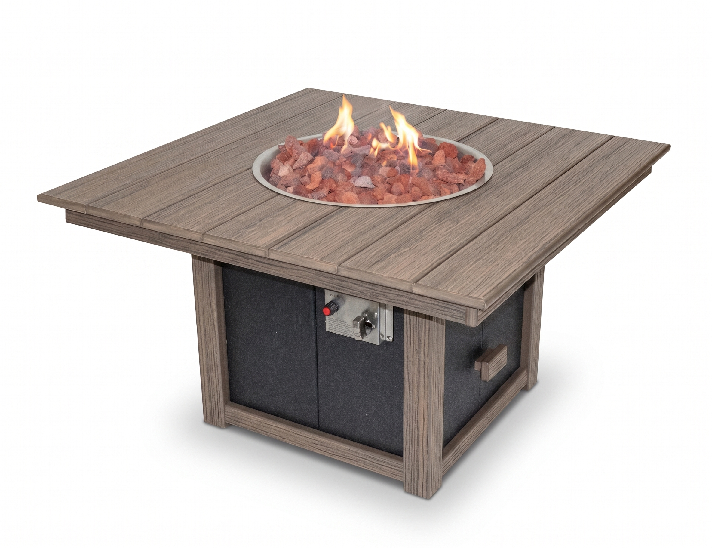 Quickship: Square Fire Table | Coastal Gray on Black