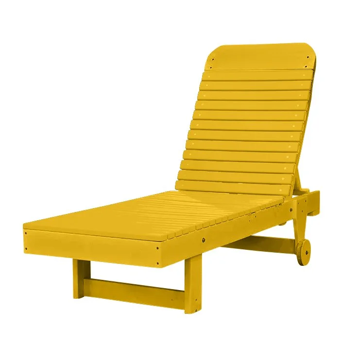 Poly Lay Flat Chaise Lounge Yellow Pool Lounger